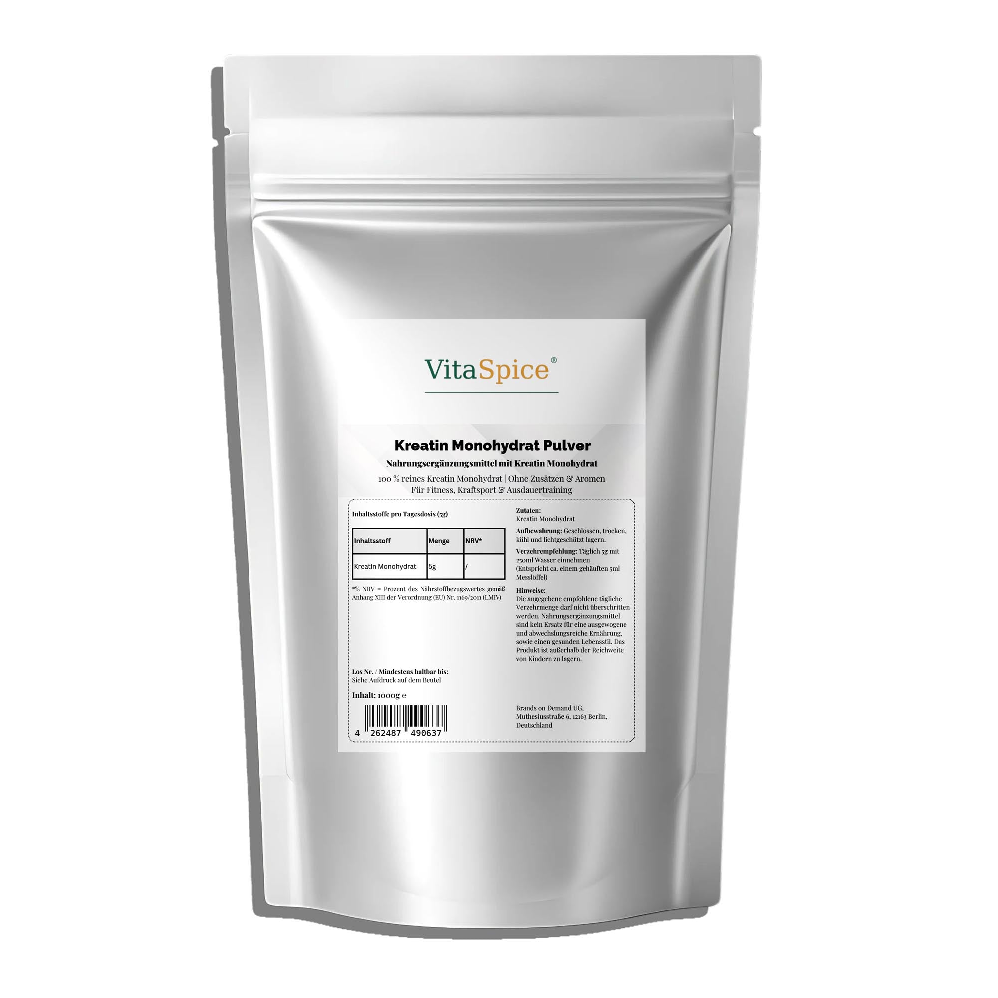 VitaSpice Kreatin Monohydrat Pulver mikronisiert, 1000g Doypack