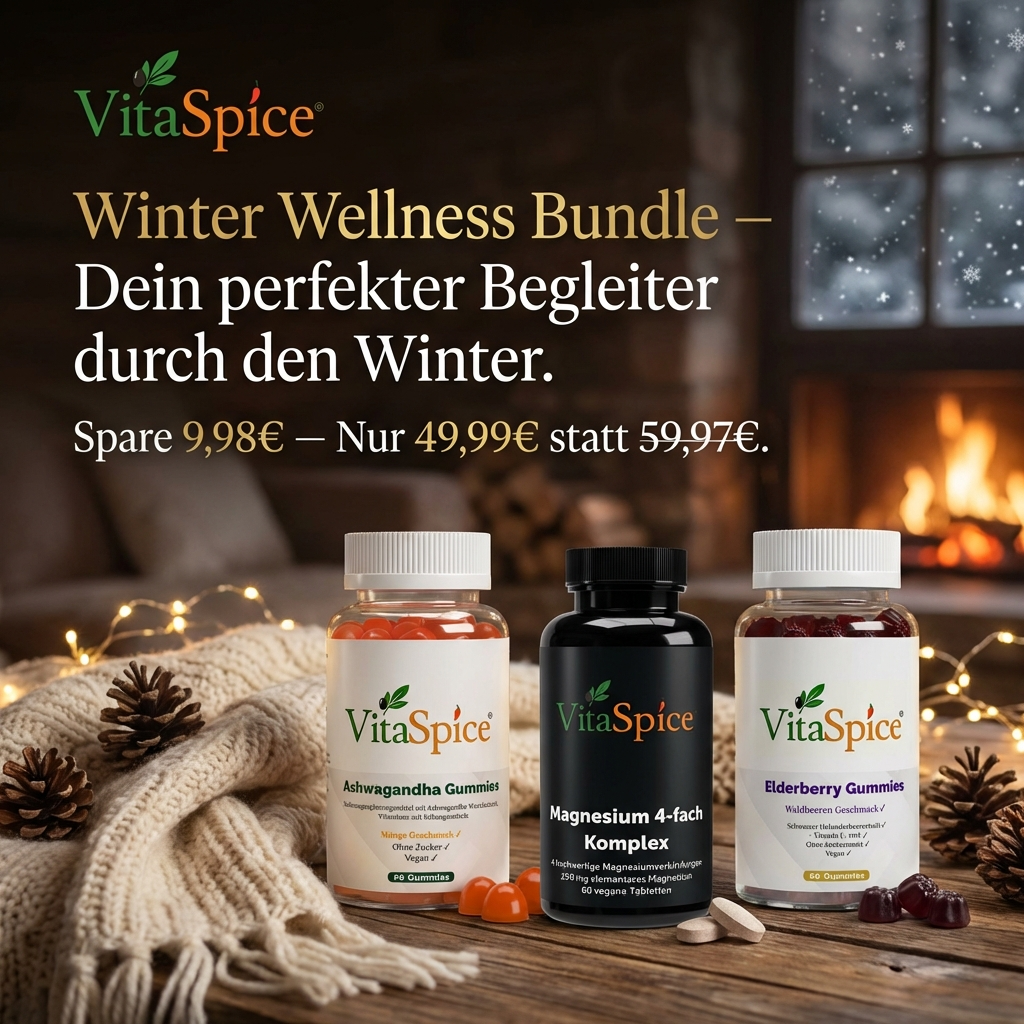 Winter Wellness & Entspannung Bundle - Ashwagandha Gummies, Magnesium 4-fach Komplex und Elderberry Vitamin C Zink Gummies für Immunsystem, Schlaf und Stressabbau