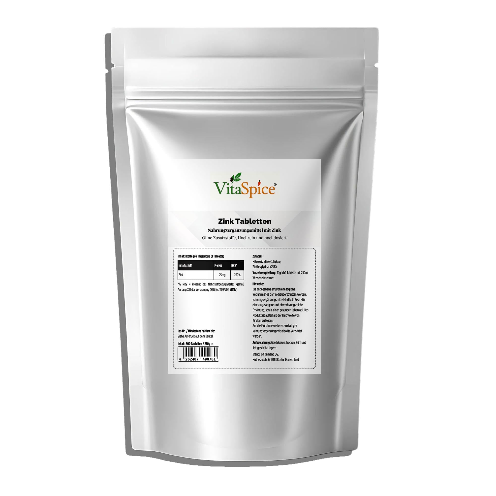 Zink Tabletten Dose Vorderseite - Zink hochdosiert für Immunsystem