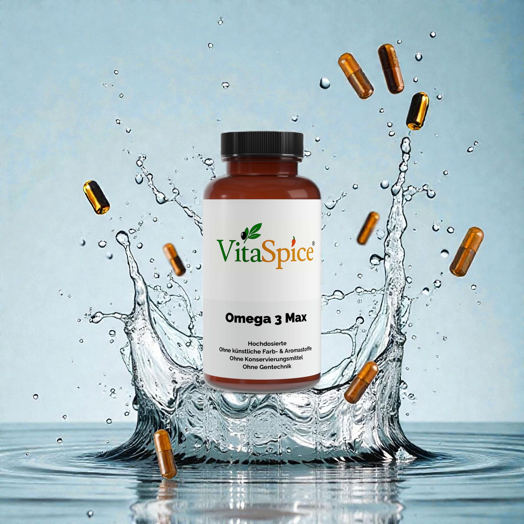 Omega 3 Max Dose Vorderseite - EPA DHA hochdosiert für Herz und Gehirn