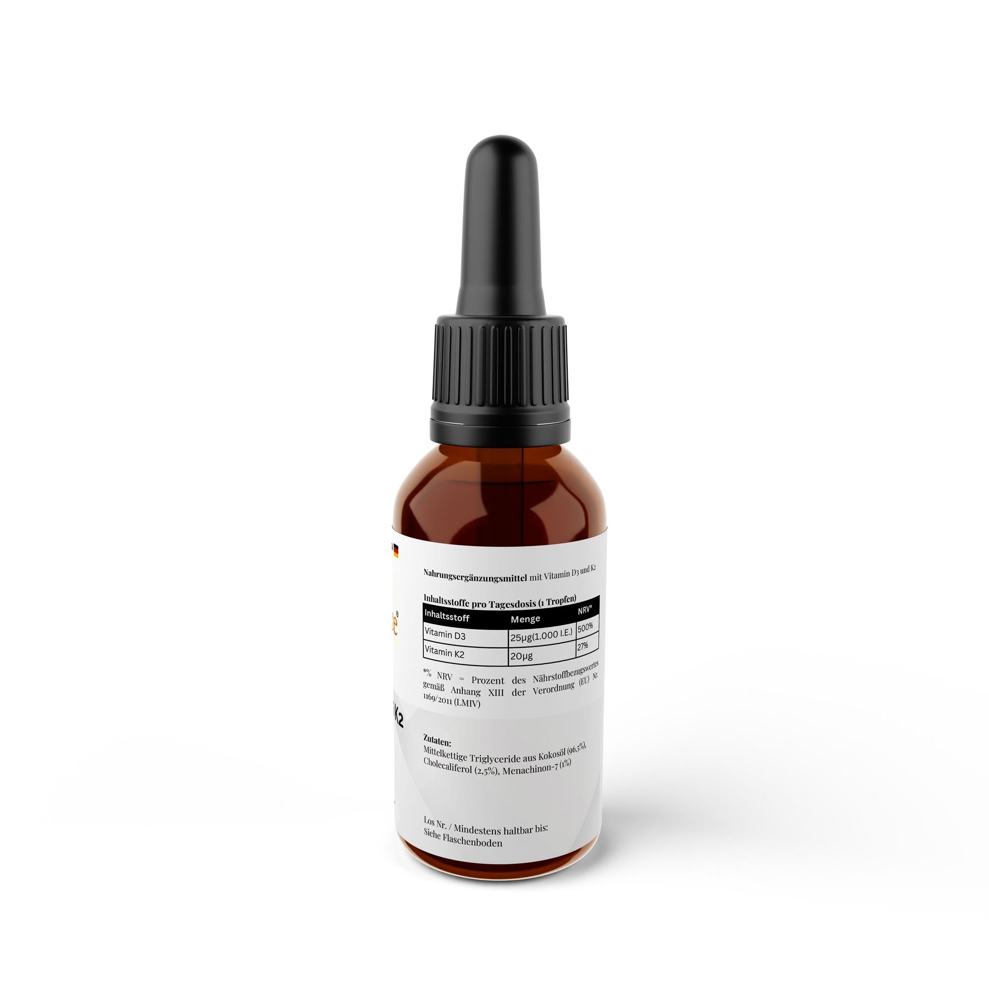 Vitamin D3 + K2 Tropfen Inhaltsstoffe - Nährwerte und Vitamine Übersicht