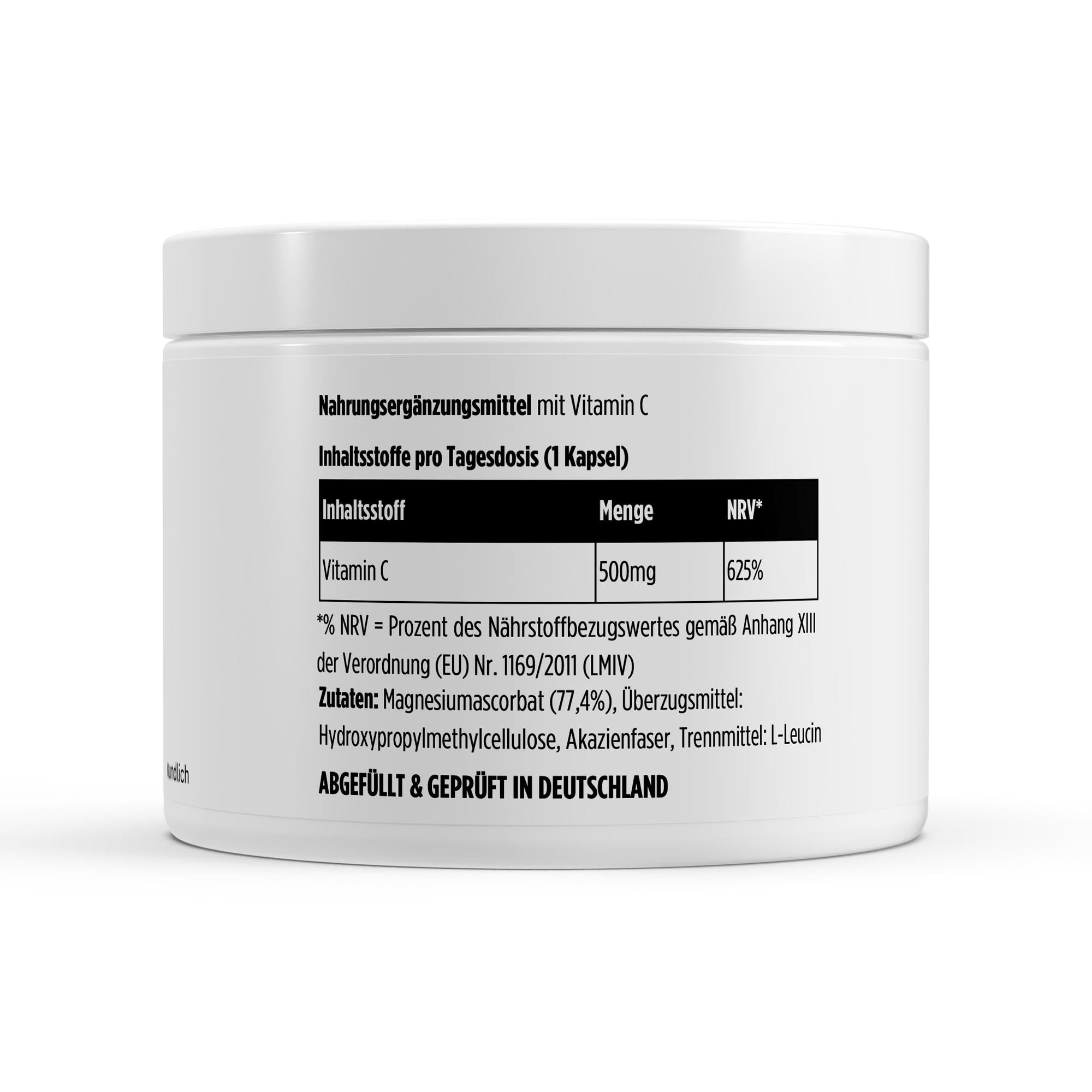 Gepuffertes Vitamin C 500mg 240 Kapseln Sonderpreis von VitaSpice