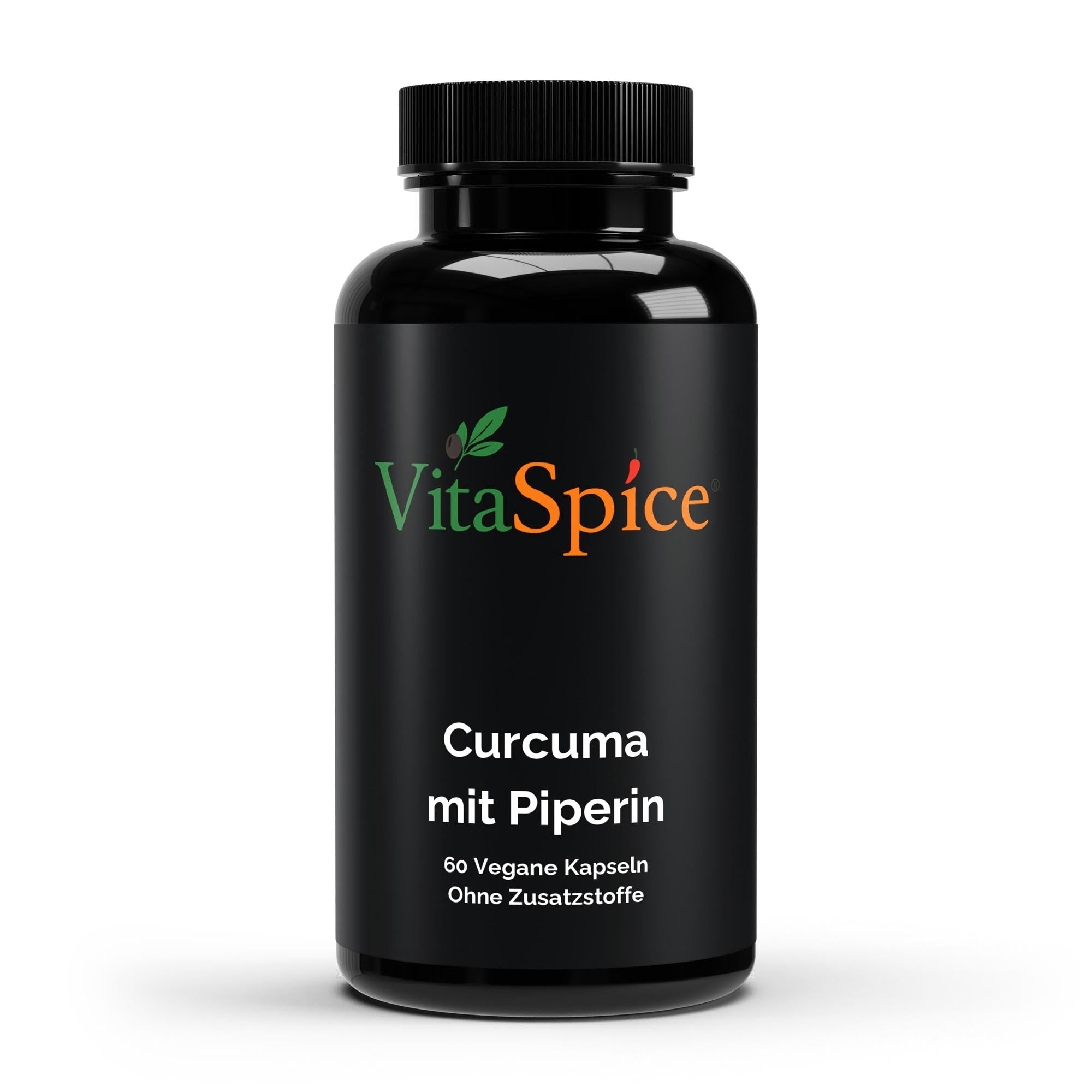 Curcuma Piperin Kapseln Dose Vorderseite - 60 Kapseln hochdosiert vegan
