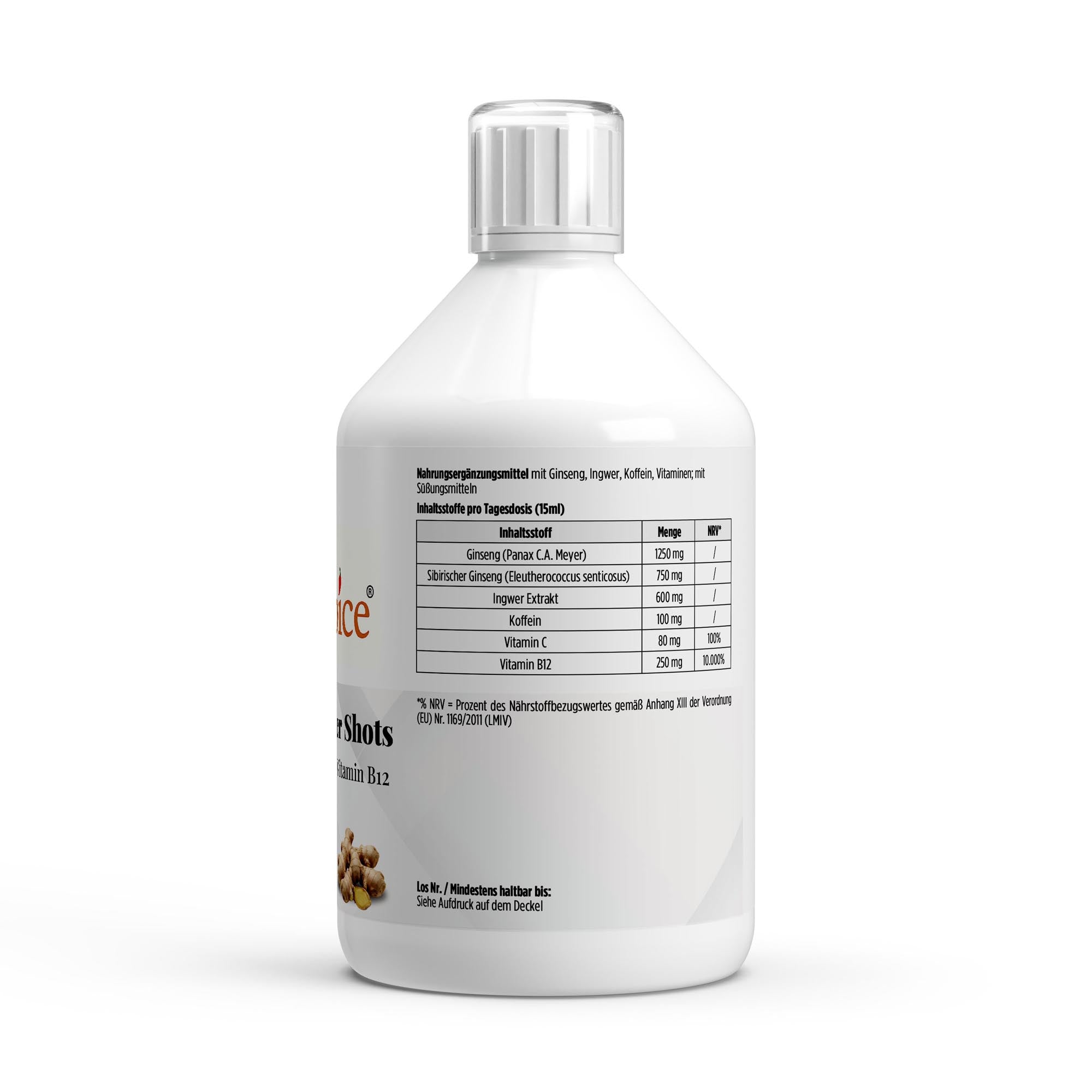 Ginseng Power Plus Shots Inhaltsstoffe - Ginseng Extrakt und Nährwerte Übersicht