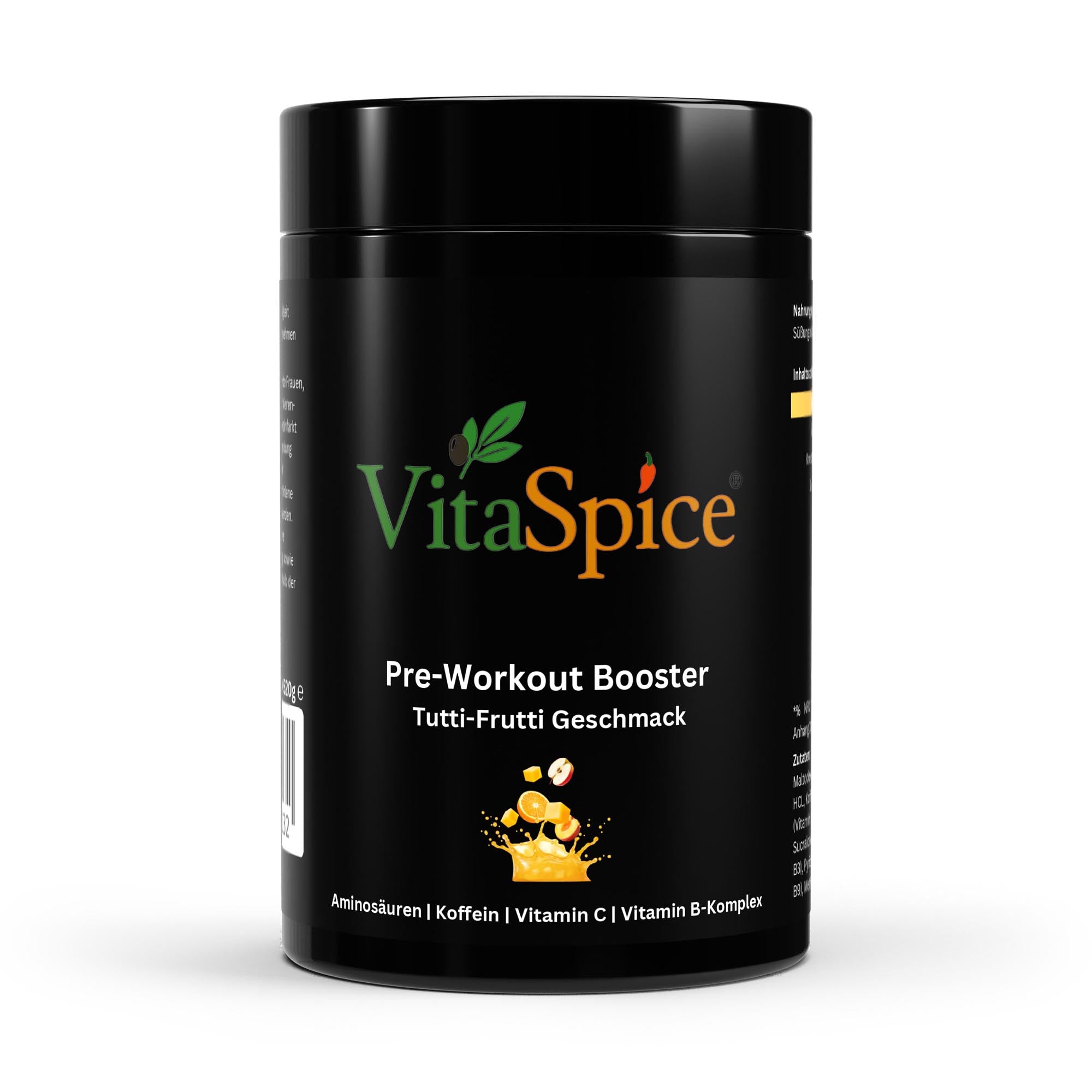 Booster Tutti Frutti Dose Vorderseite - Pre-Workout Booster Tutti Frutti Geschmack