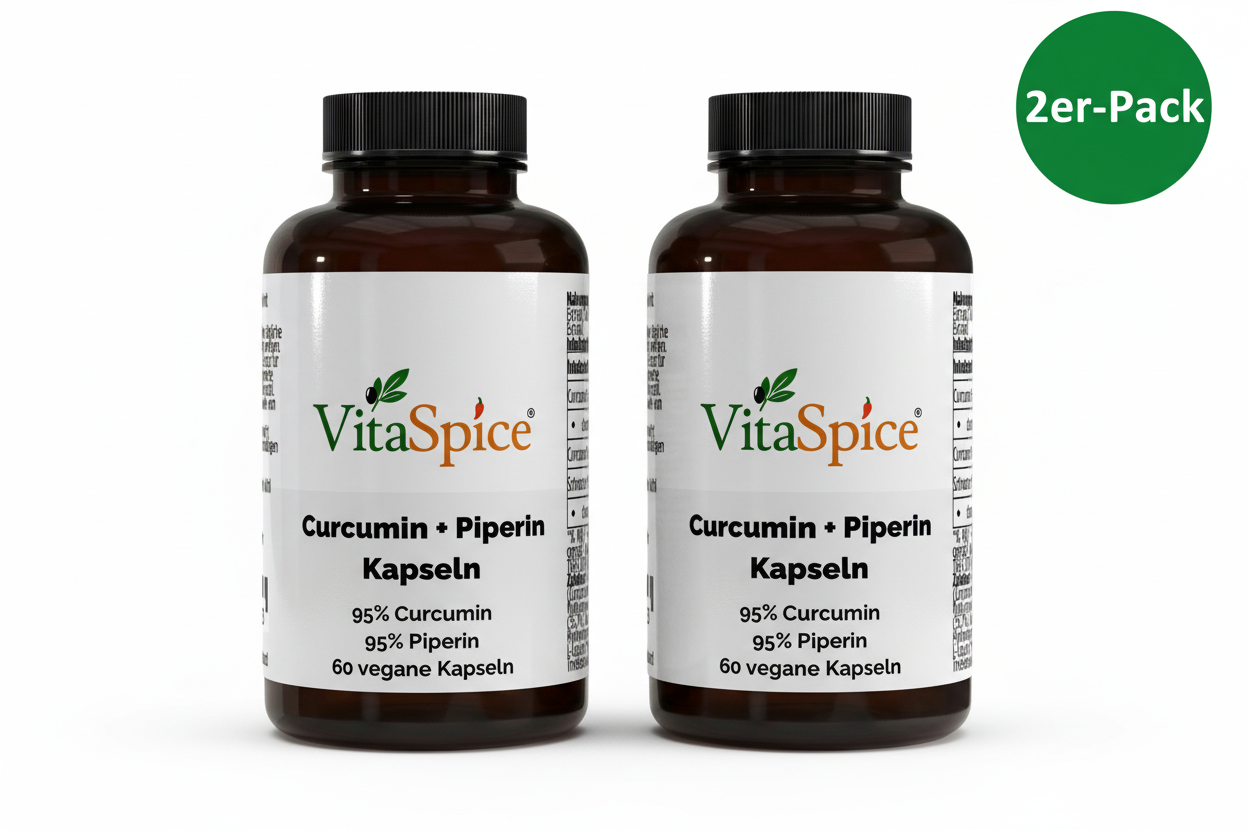 Curcuma 95% Curcumin + Piperin 2er-Pack Bundle - 2 Monate Vorrat mit 10% Mengenrabatt
