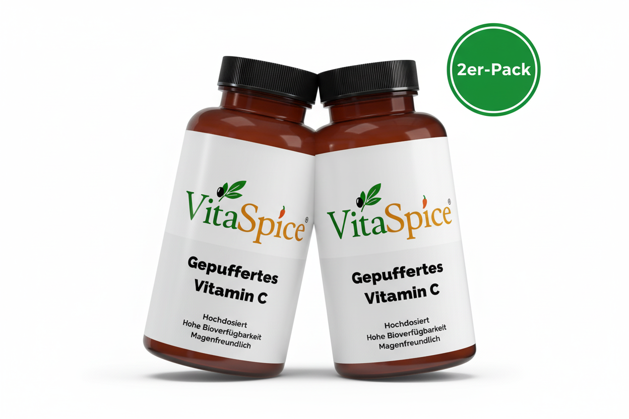 Gepuffertes Vitamin C 500mg + Magnesium 2er-Pack Bundle - 2 Monate Vorrat mit 10% Mengenrabatt