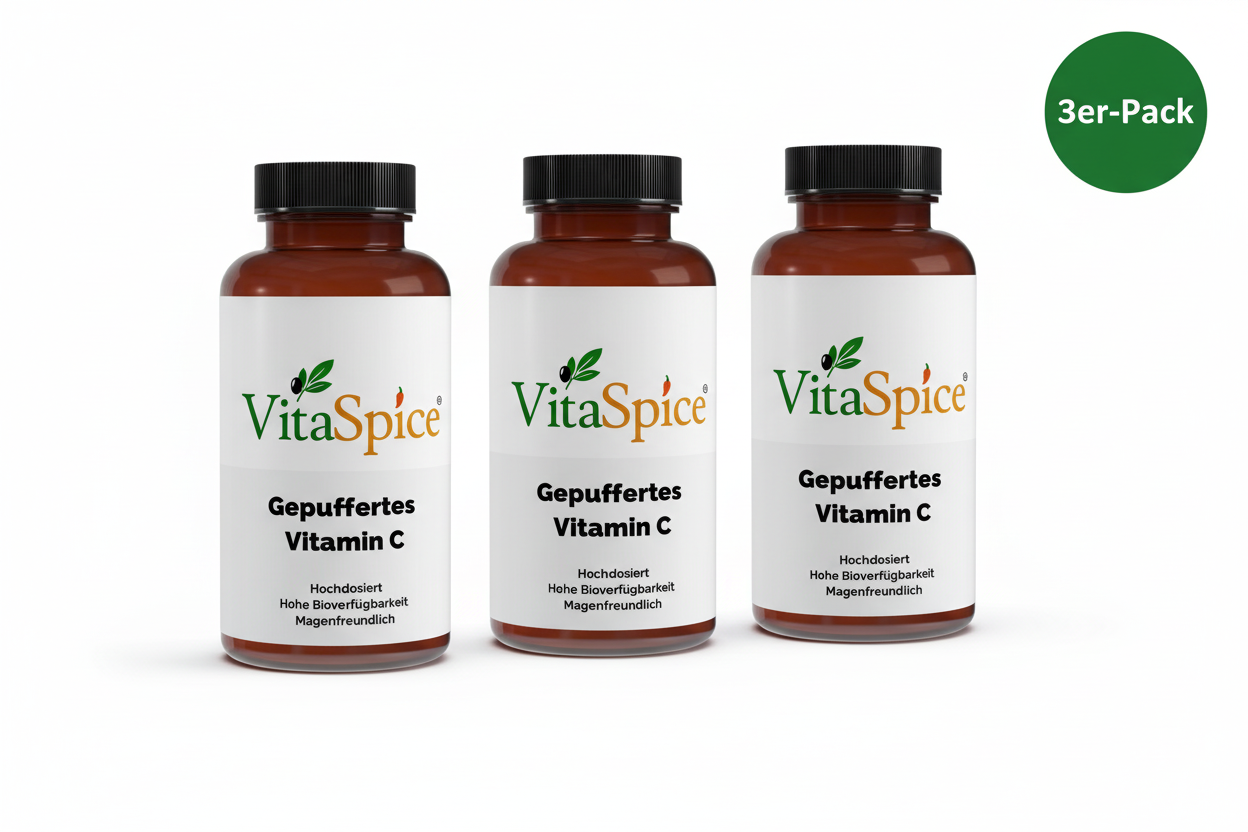 Gepuffertes Vitamin C 500mg + Magnesium 3er-Pack Bundle - 3 Monate Vorrat mit 15% Mengenrabatt