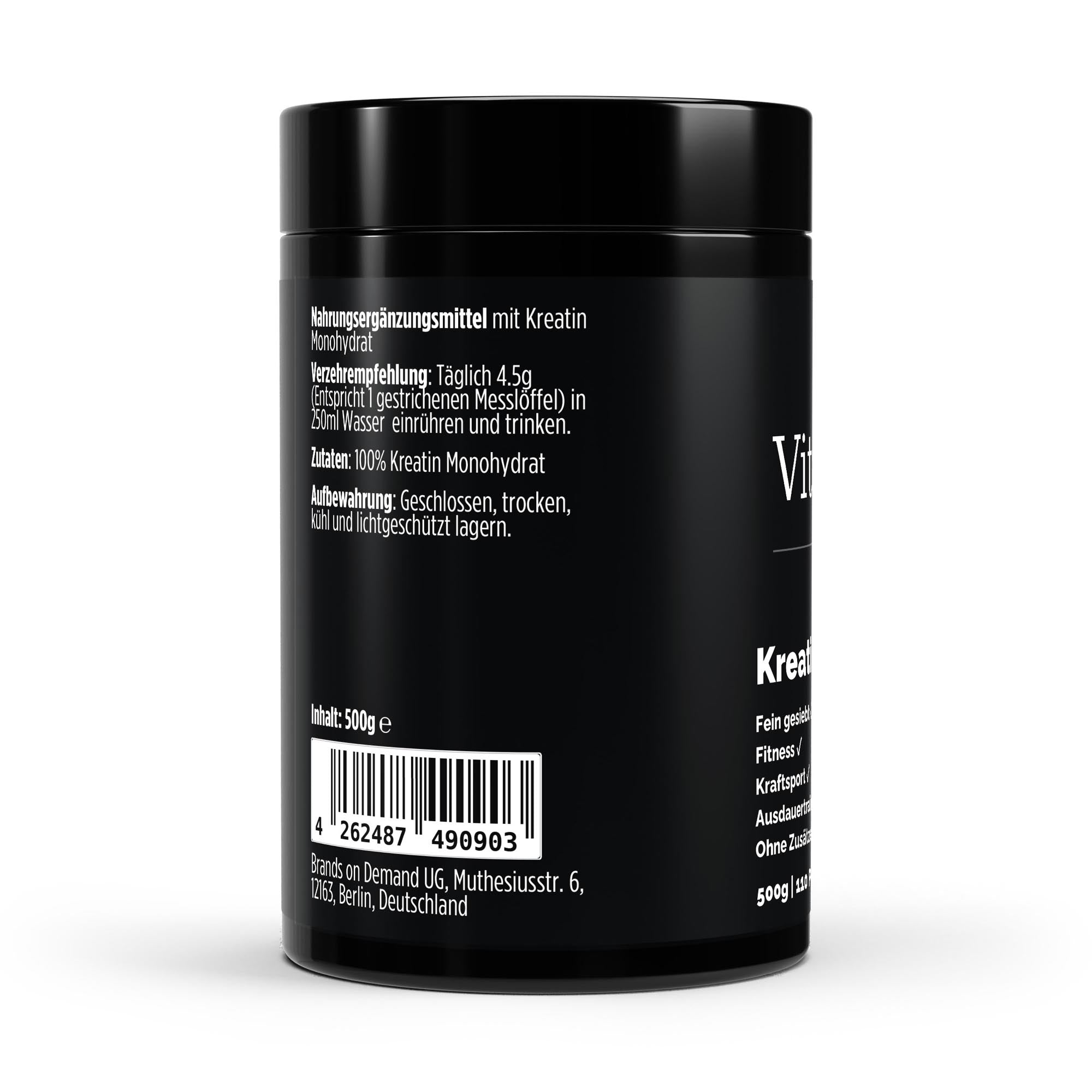 Kreatin Monohydrat 500g – Pulver in Nahaufnahme Verzehrempfehlung