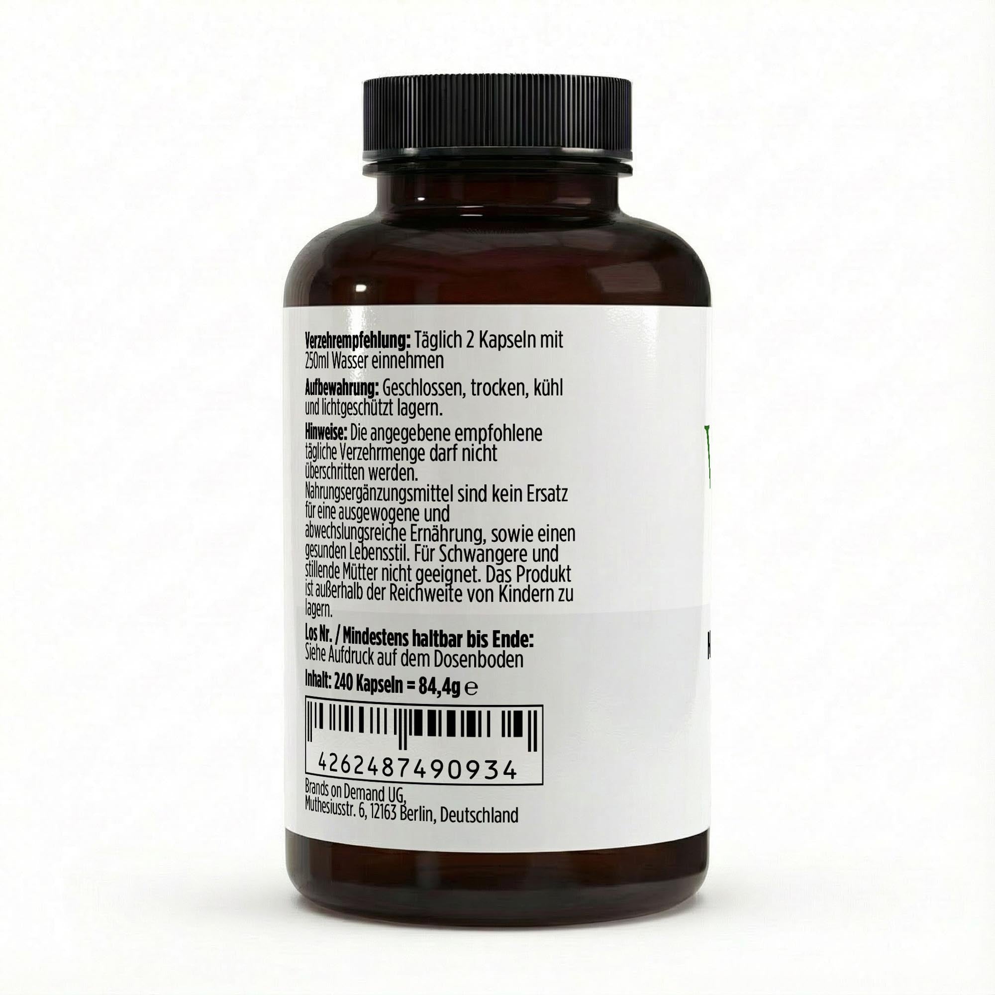 Mönchspfeffer 240 Kapseln Verzehrempfehlung und Produktinformationen, täglich 2 Kapseln für 120 Tage Vorrat, natürliche Unterstützung für den weiblichen Zyklus
