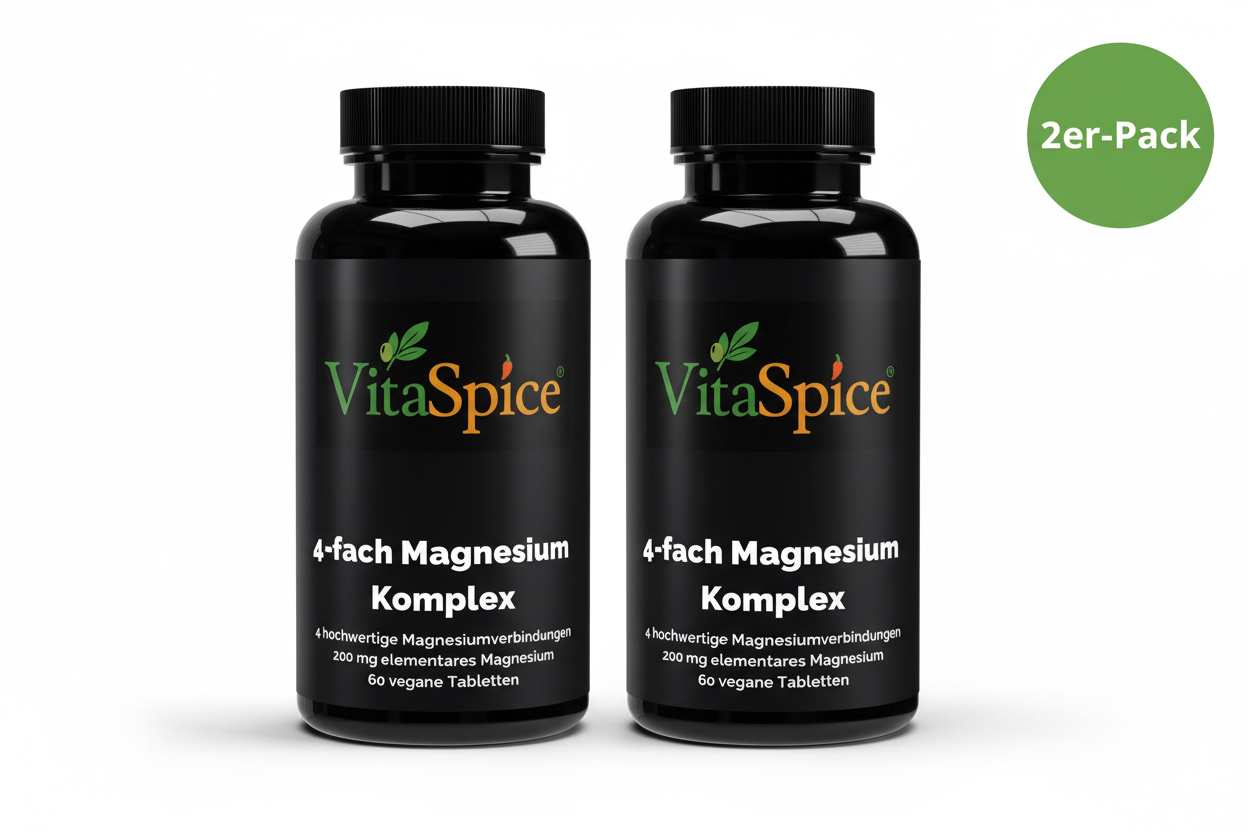 Magnesium 4fach Komplex 2er-Pack Bundle - 2 Monate Vorrat mit 10% Mengenrabatt
