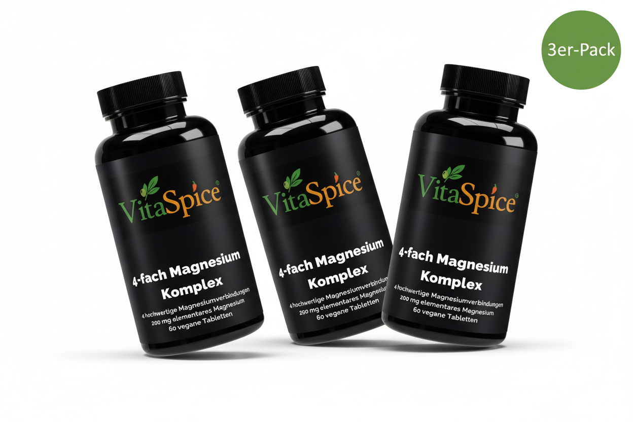 Magnesium 4fach Komplex 3er-Pack Bundle - 3 Monate Vorrat mit 15% Mengenrabatt