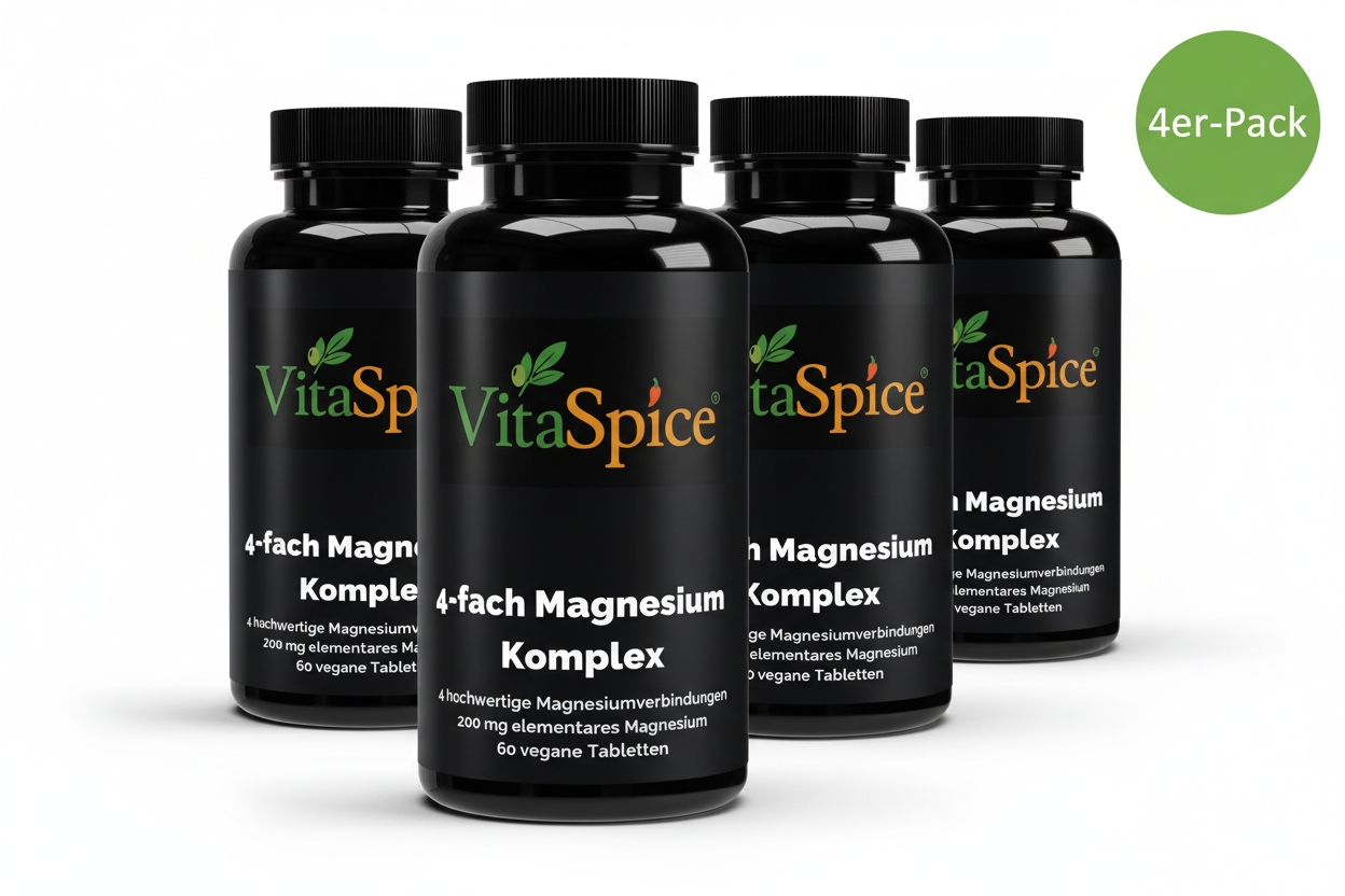 Magnesium 4fach Komplex 4er-Pack Bundle - 4 Monate Vorrat mit 20% Mengenrabatt