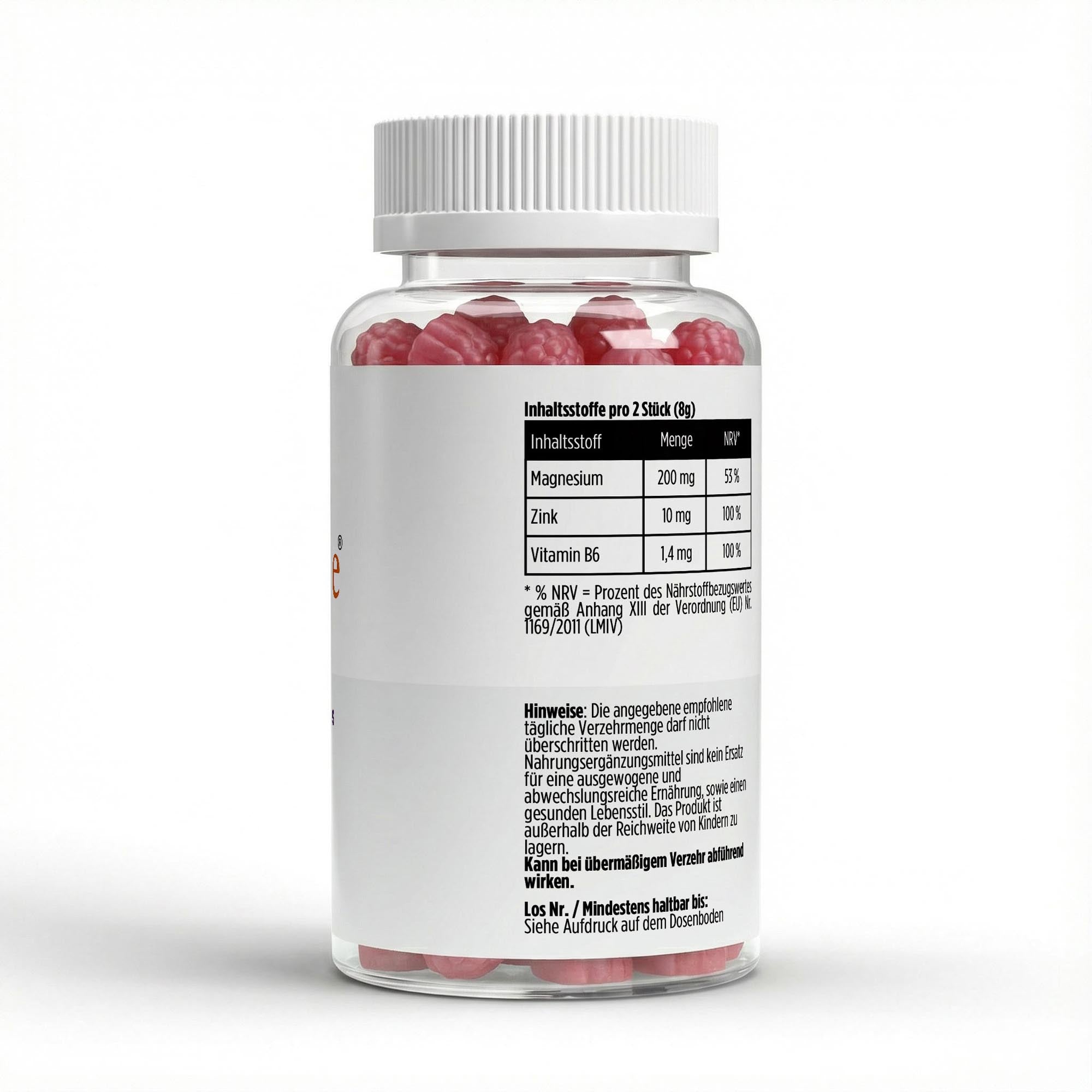 Magnesium Zink B6 Gummies Nahaufnahme - Zuckerfreie vegane Fruchtgummis für Muskeln und Nerven
