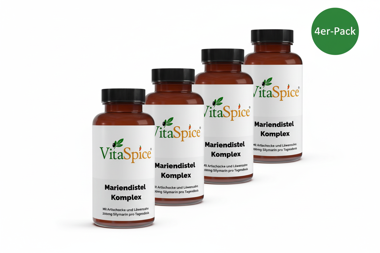 Mariendistel Artischocke Löwenzahn Komplex 4er-Pack Bundle - 4 Monate Vorrat mit 20% Mengenrabatt