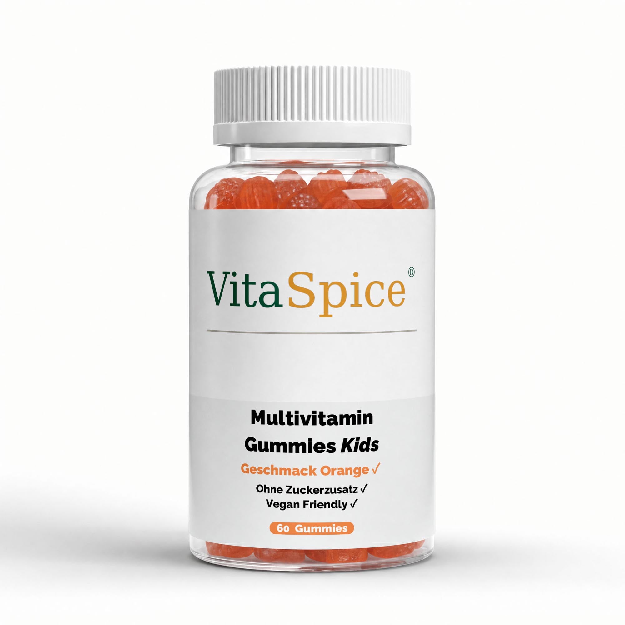 Multivitamin Gummies Kids Orange von VitaSpice – vegane Fruchtgummis mit 11 Vitaminen und Zink, 60 Stück