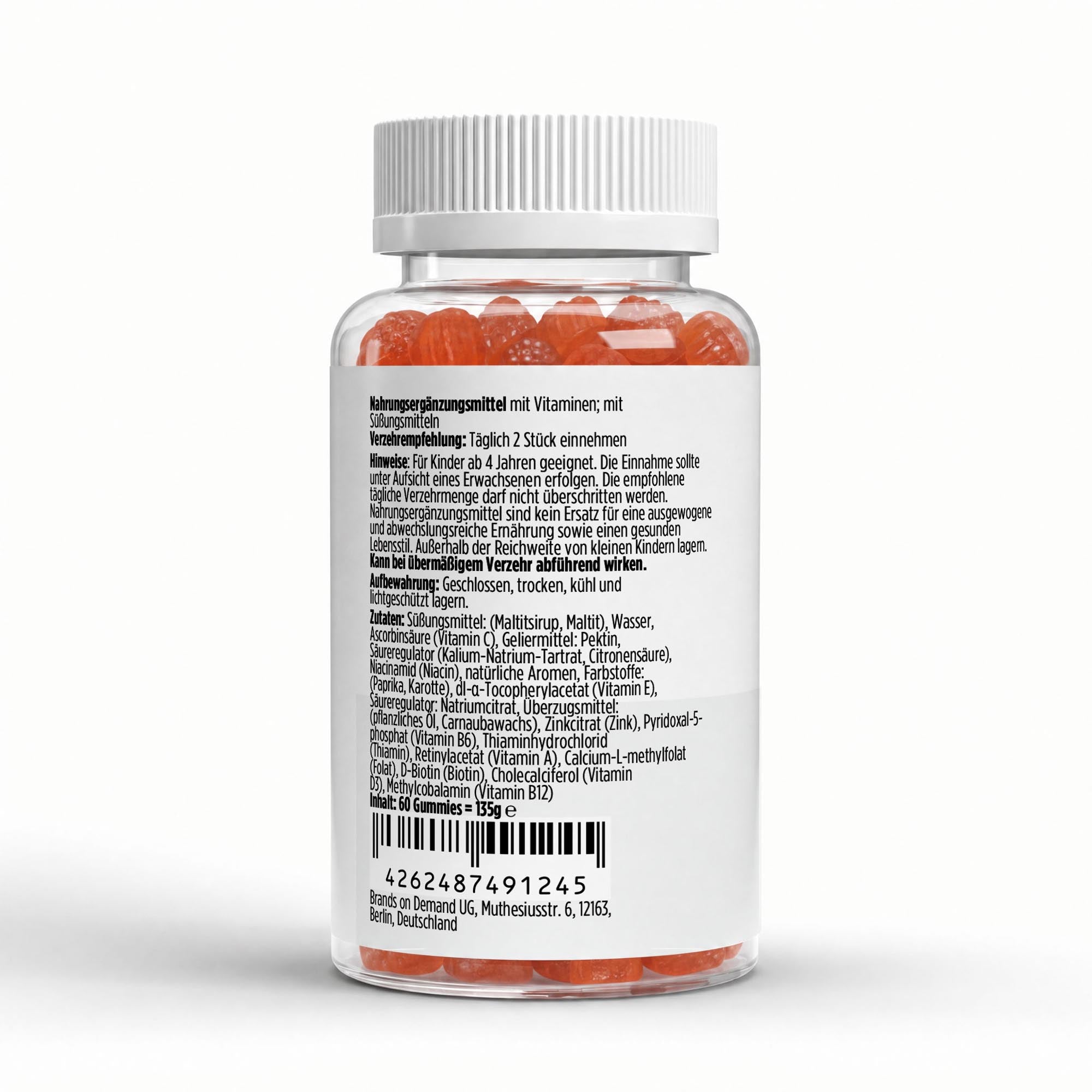 Multivitamin Gummies Kids Orange – Verzehrempfehlung und Hinweise