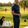 Aktiver Mann 40+ beim Golf - unterstützt durch Mobility & Recovery Bundle