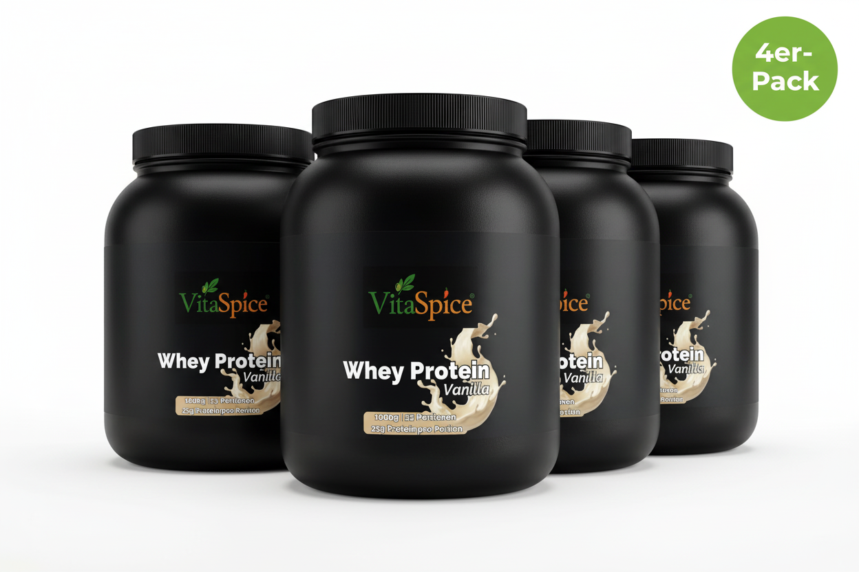 Premium Whey Protein Vanille 4er-Pack Bundle - 4 Monate Vorrat mit 20% Mengenrabatt