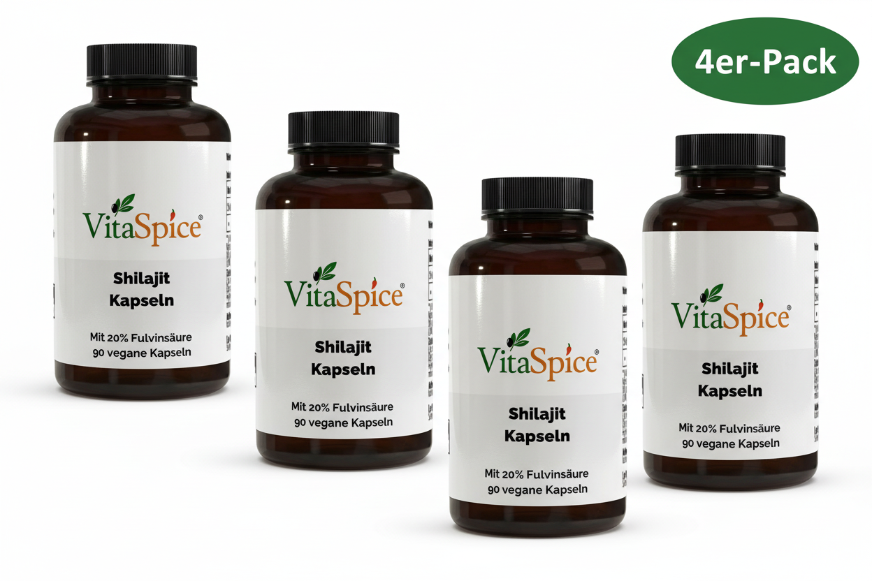 Shilajit 20% Fulvinsäure 4er-Pack Bundle - 4 Monate Vorrat mit 20% Mengenrabatt
