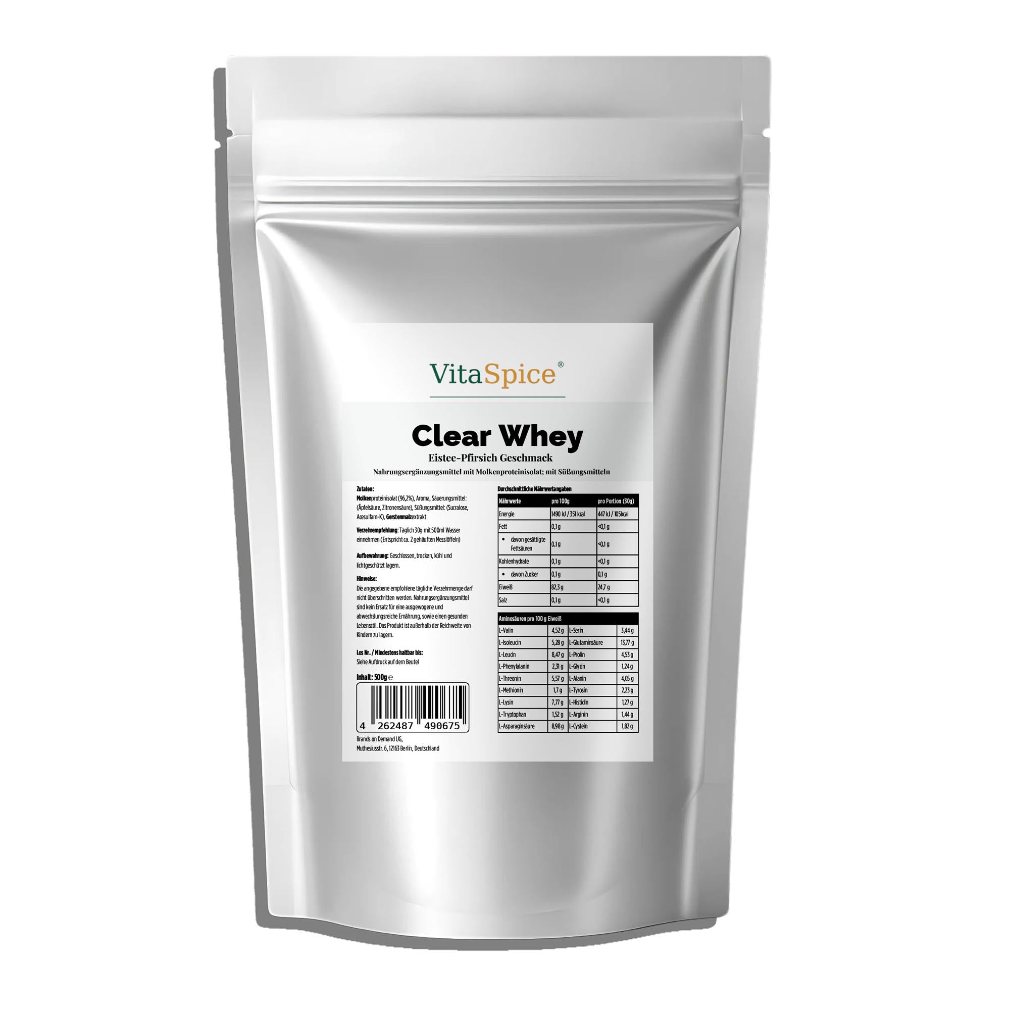 VitaSpice Clear Whey Pfirsich 500g Doypack