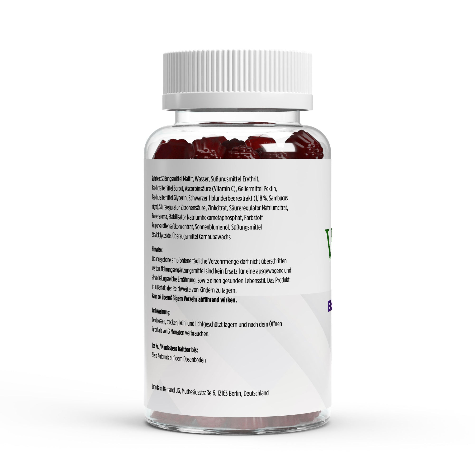 VitaSpice Elderberry Gummies als hochwertiges Produktfoto; Verzehrempfehlung, leckere Holunderbeeren-Gummis für Immunsystem, antioxidativen Schutz und natürliche Unterstützung – vegan und ohne künstliche Zusätze.