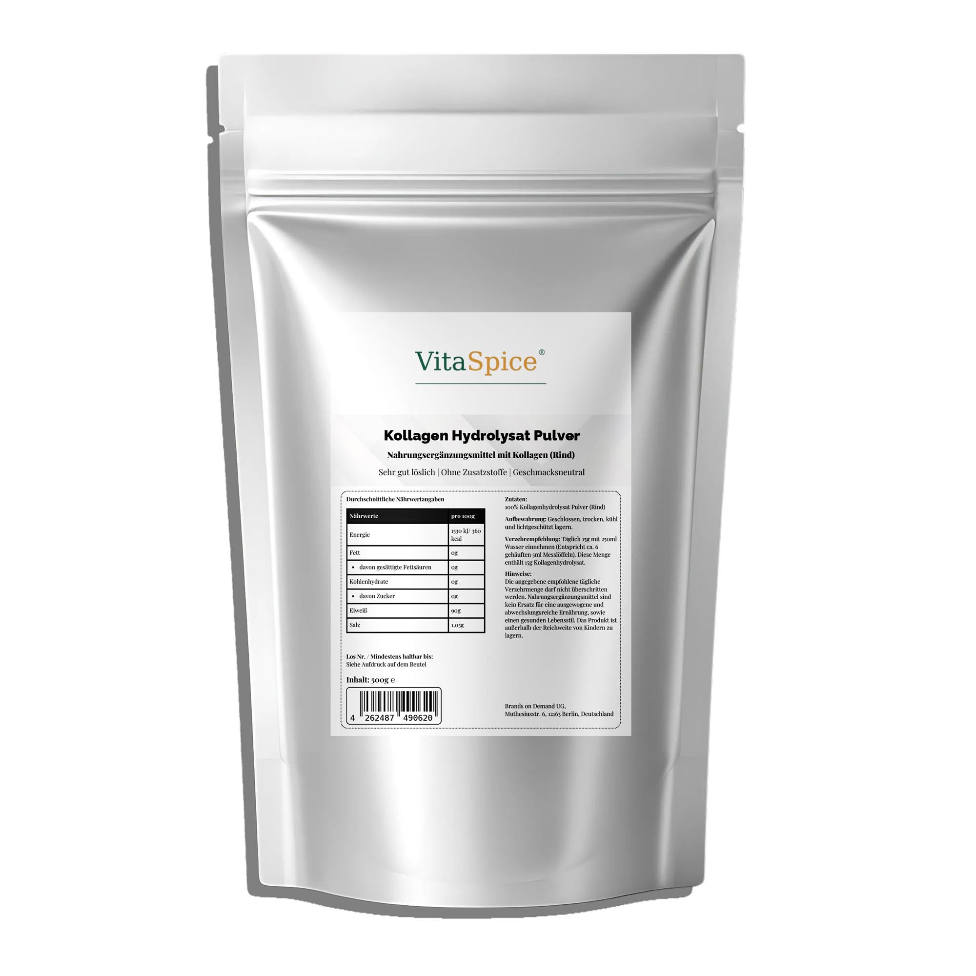 Kollagen Hydrolysat Pulver hochdosiert 500g - Bioaktive Peptide aus Weidehaltung