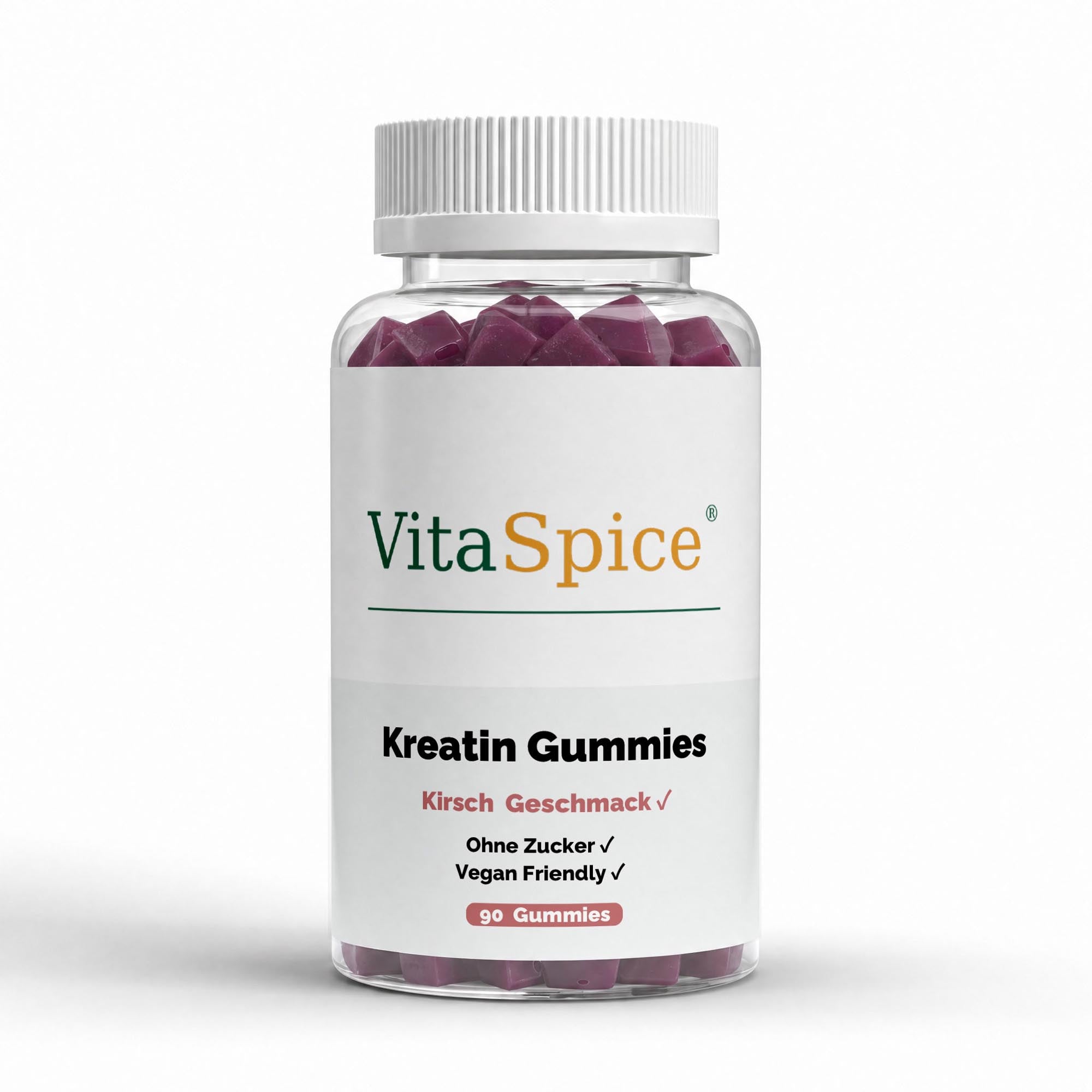 VitaSpice Kreatin Gummies Kirsche – 90 Stück, Dose Vorderansicht
