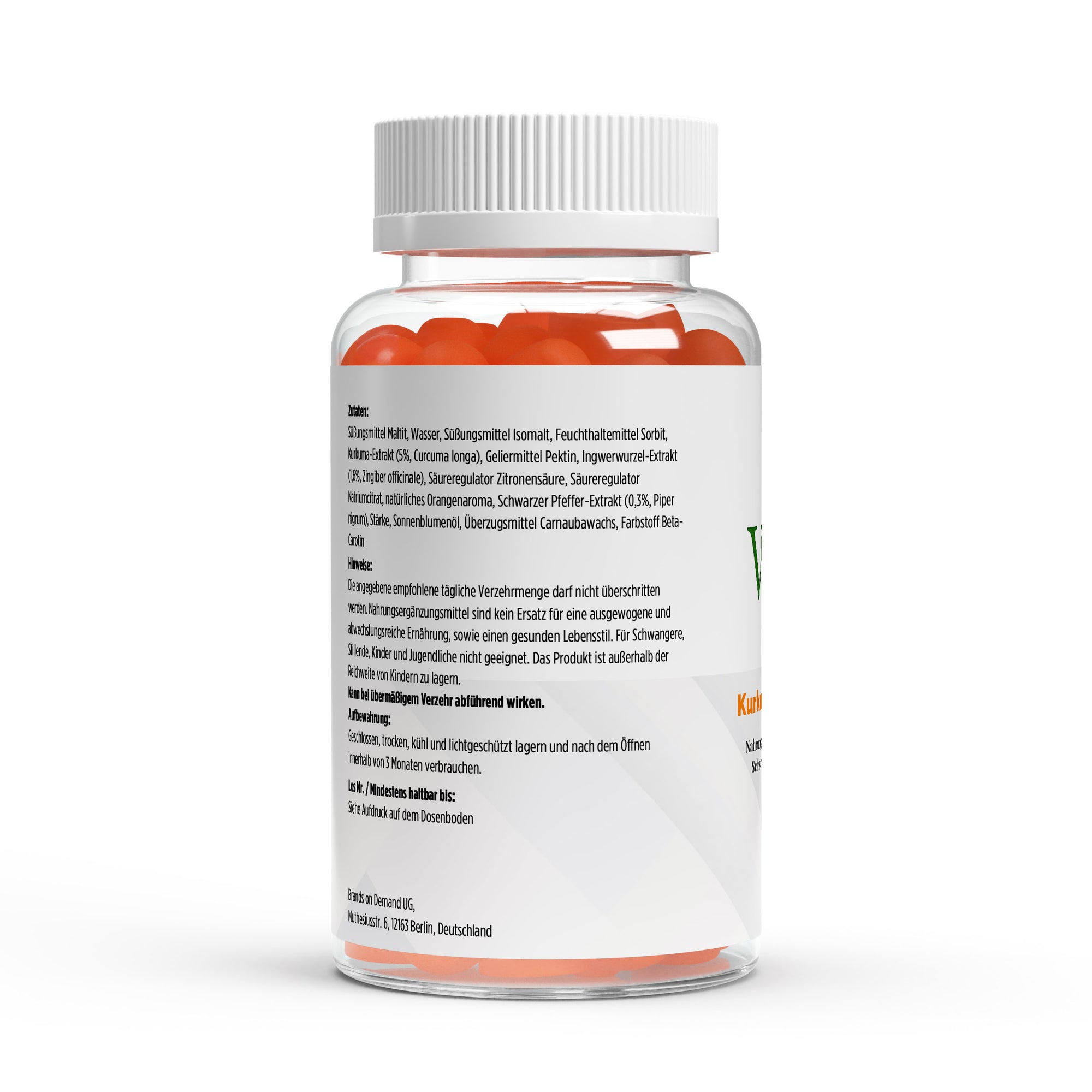 VitaSpice Kurkuma Ingwer Gummies als hochwertiges Produktfoto; Verzehrempfehlung, leckere Kurkuma- und Ingwer-Gummis für Entzündungshemmung, Verdauung und Immunsystem – vegan und ohne künstliche Zusätze.