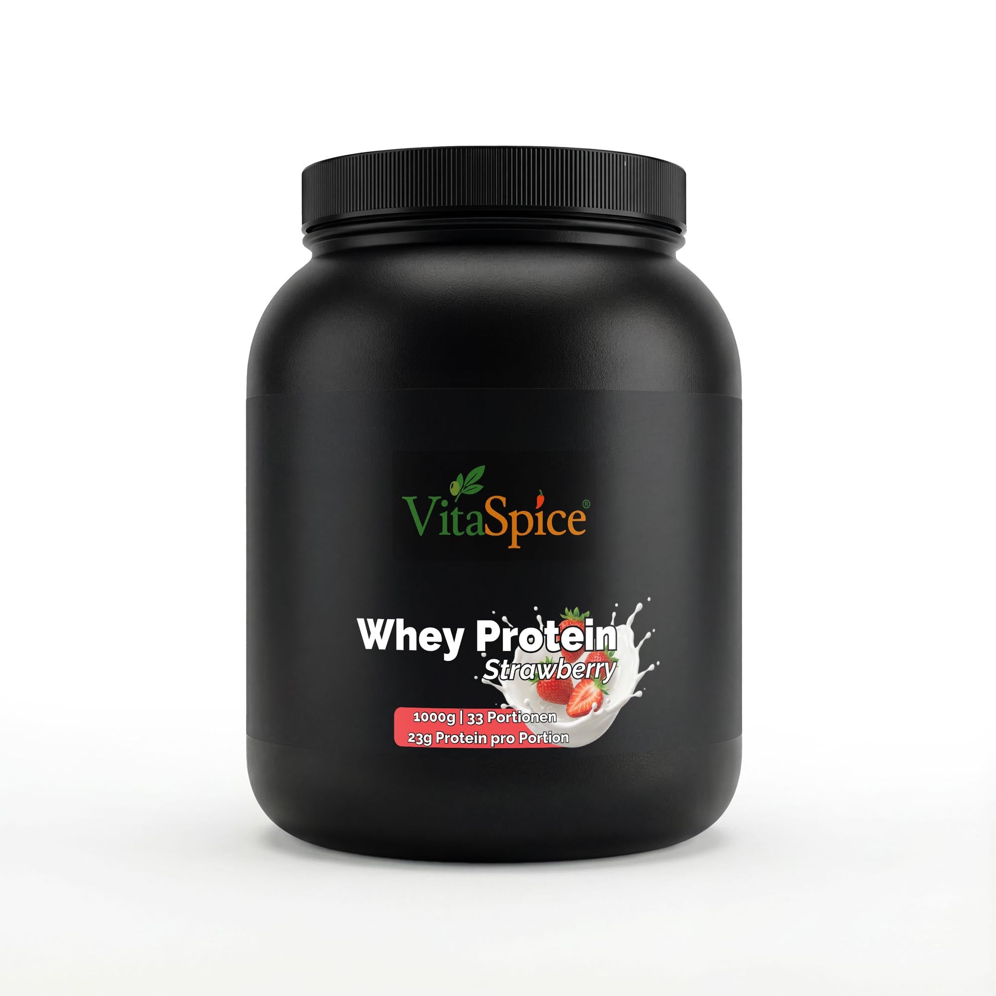 VitaSpice Premium Whey Protein Erdbeere 1000g – Hochwertiges Molkenprotein mit Erdbeer-Geschmack für Muskelaufbau
