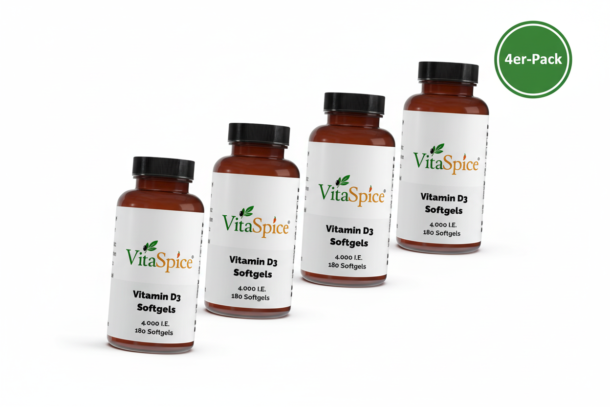 Vitamin D3 4000 IE 4er-Pack Bundle - 4 Monate Vorrat mit 20% Mengenrabatt
