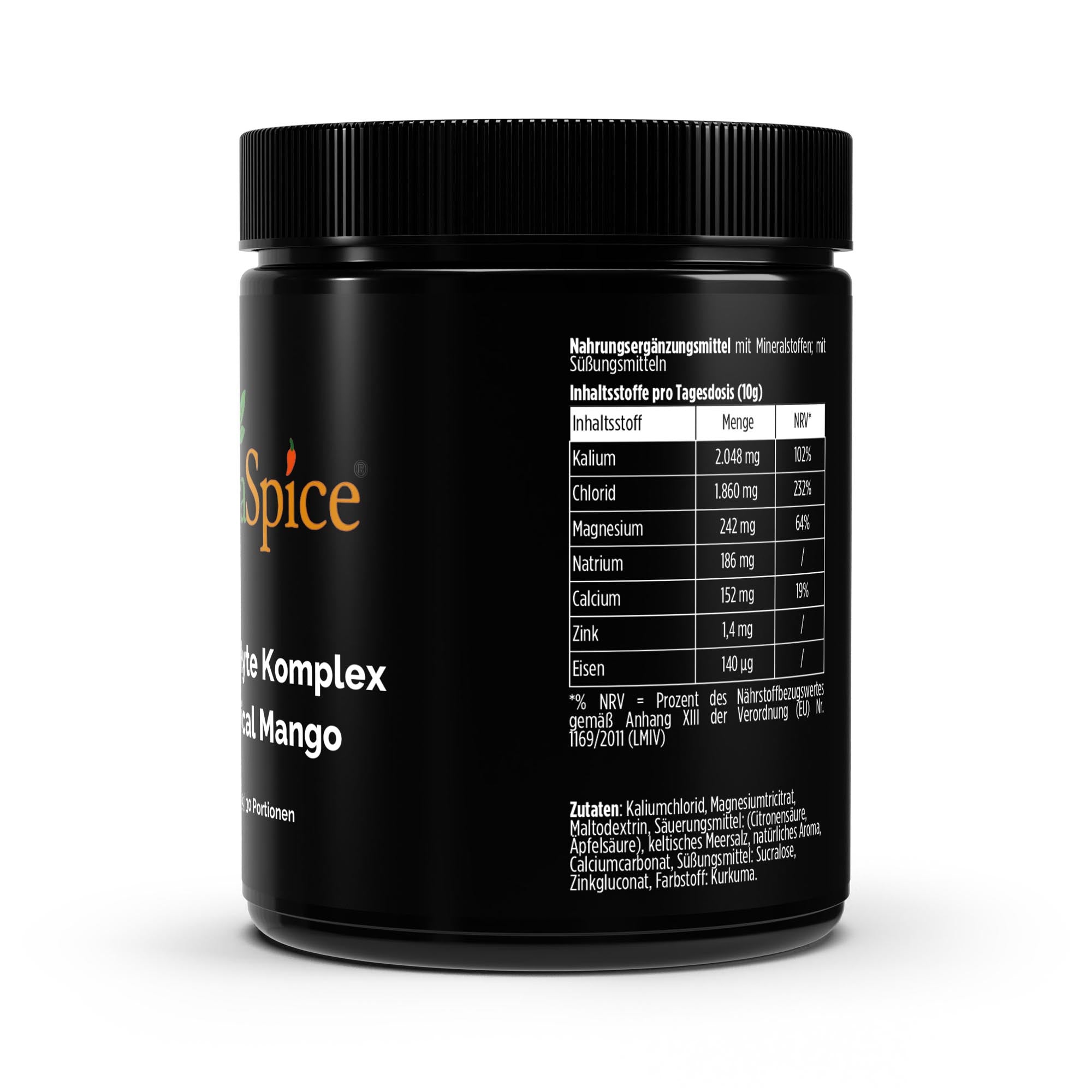 Elektrolyte Pulver Tropical Mango Inhaltsstoffe - Veganes Sportgetränk für optimale Hydration
