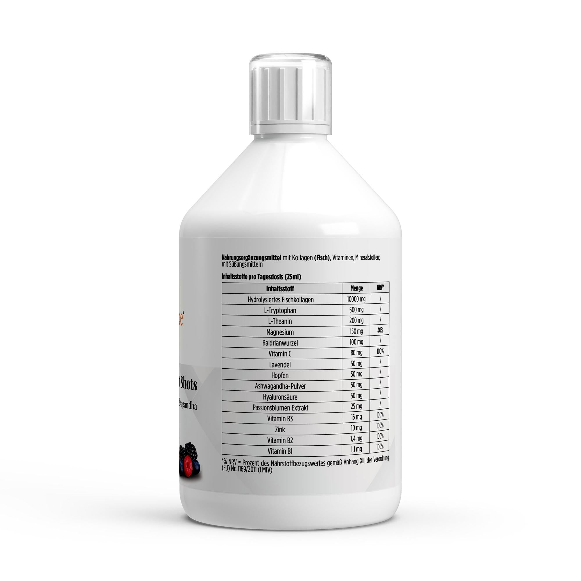 Kollagen Night Plus Shots Inhaltsstoffe - Kollagen und Nährstoffe für Schlaf