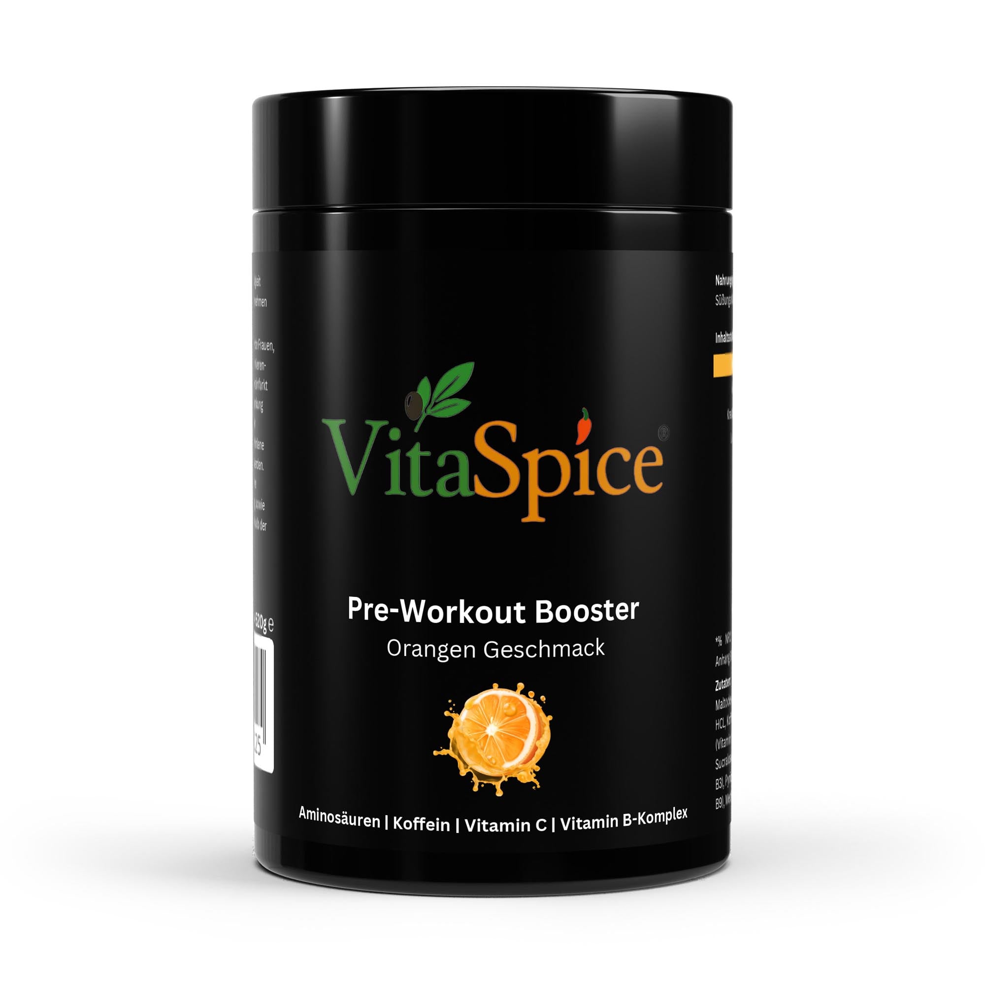Booster Orange Dose Vorderseite - Pre-Workout Booster Orangen Geschmack