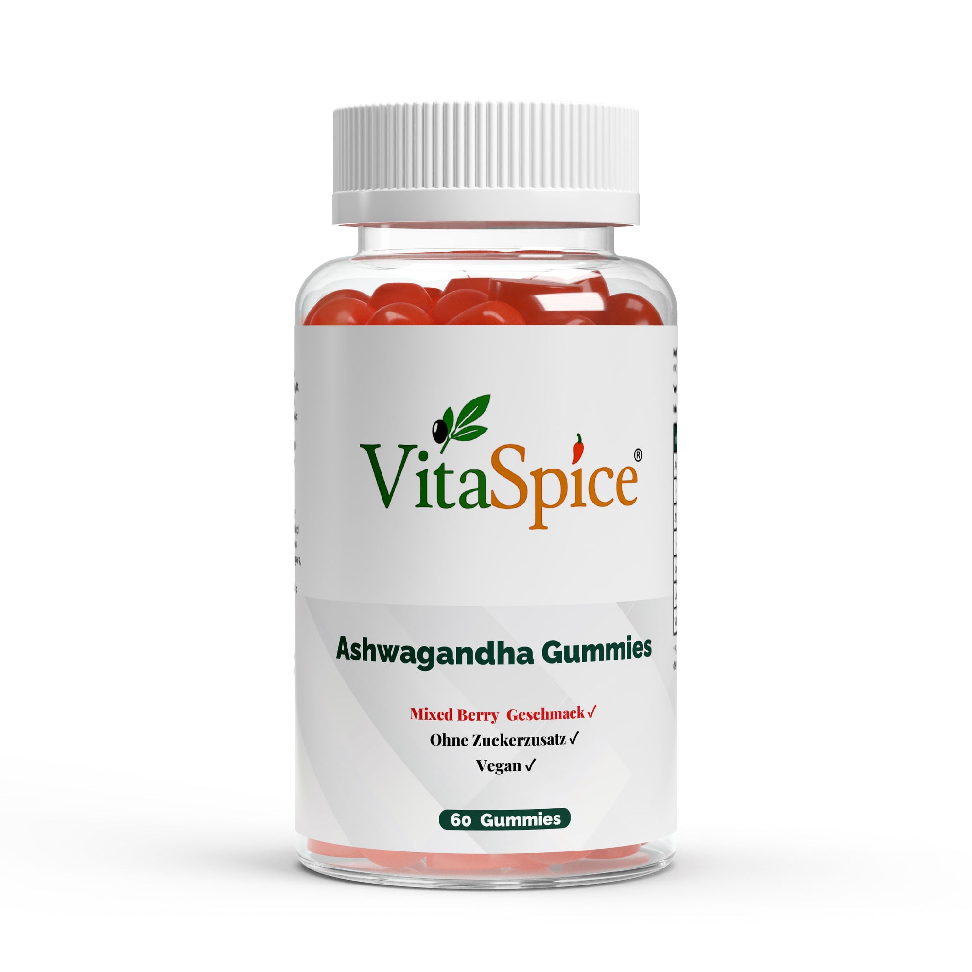 Premium Ashwagandha Gummies 300mg mit Vitamin B6 - 60 vegane Fruchtgummis gegen Stress
