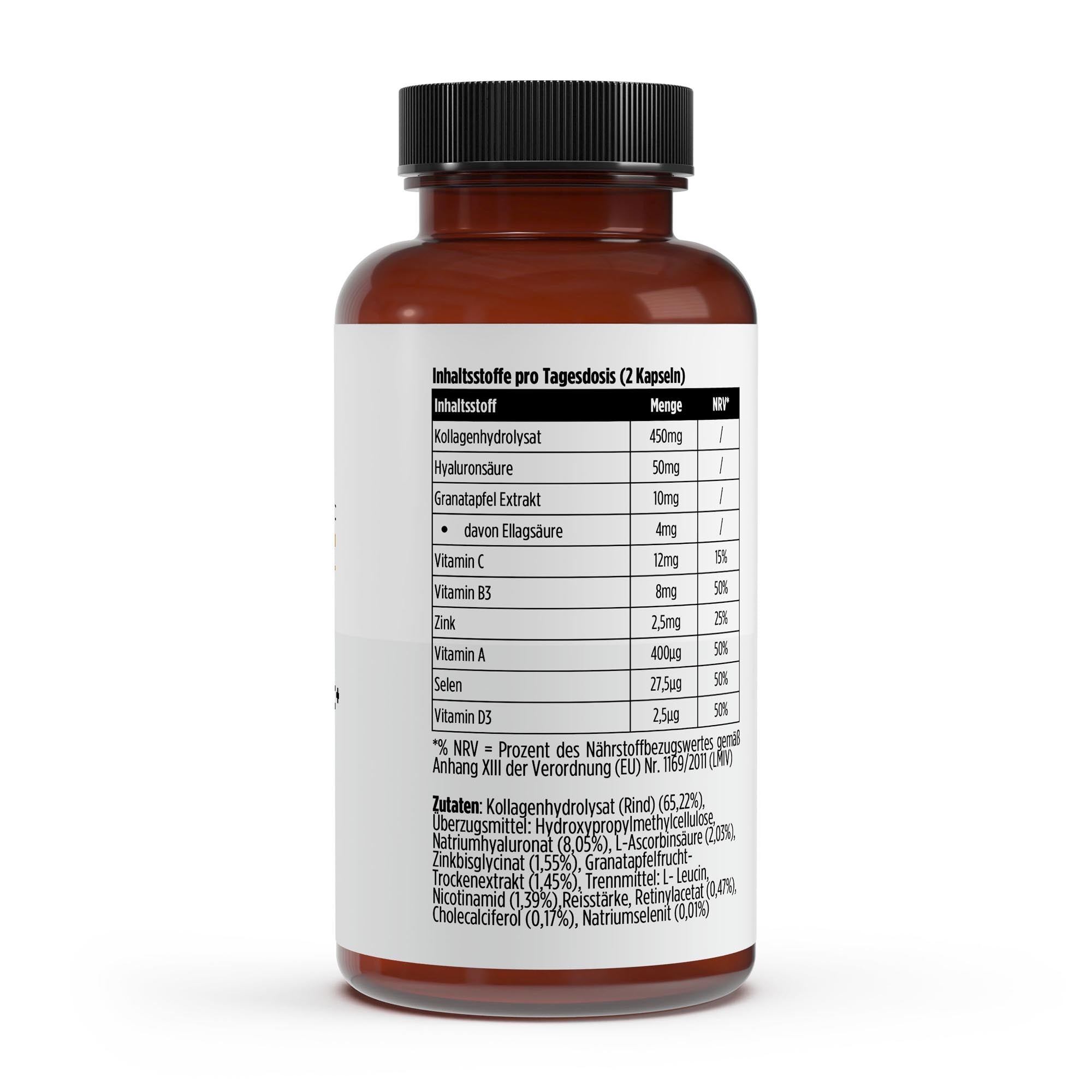 Premium Kollagenhydrolysat PLUS Kapseln - Kollagen Komplex mit Vitamin A, C, D3, Zink und Selen für Haut und Gelenke
