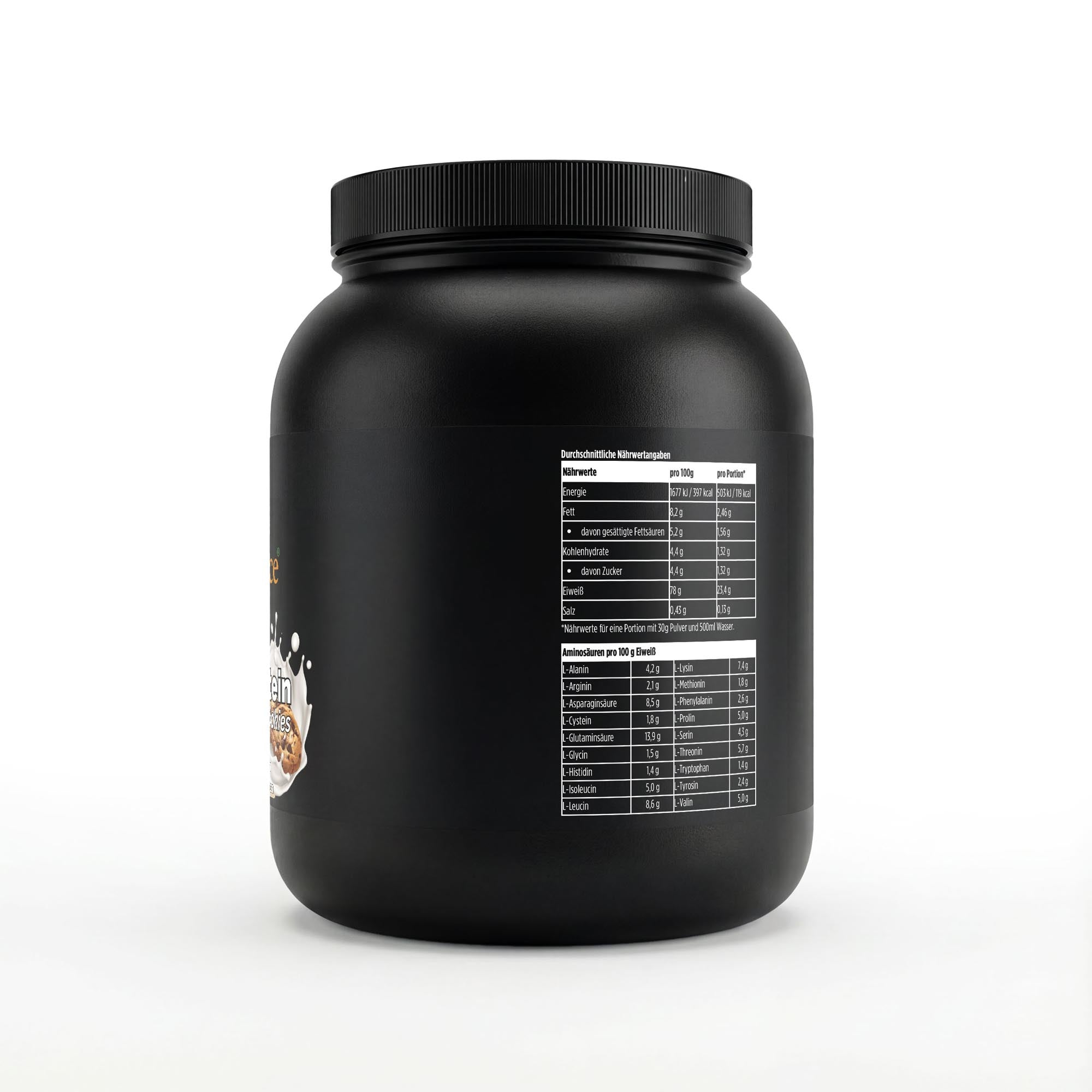 Whey Protein Cookies Nährwerttabelle – 75-80% Proteingehalt, 22-24g Protein pro Portion
