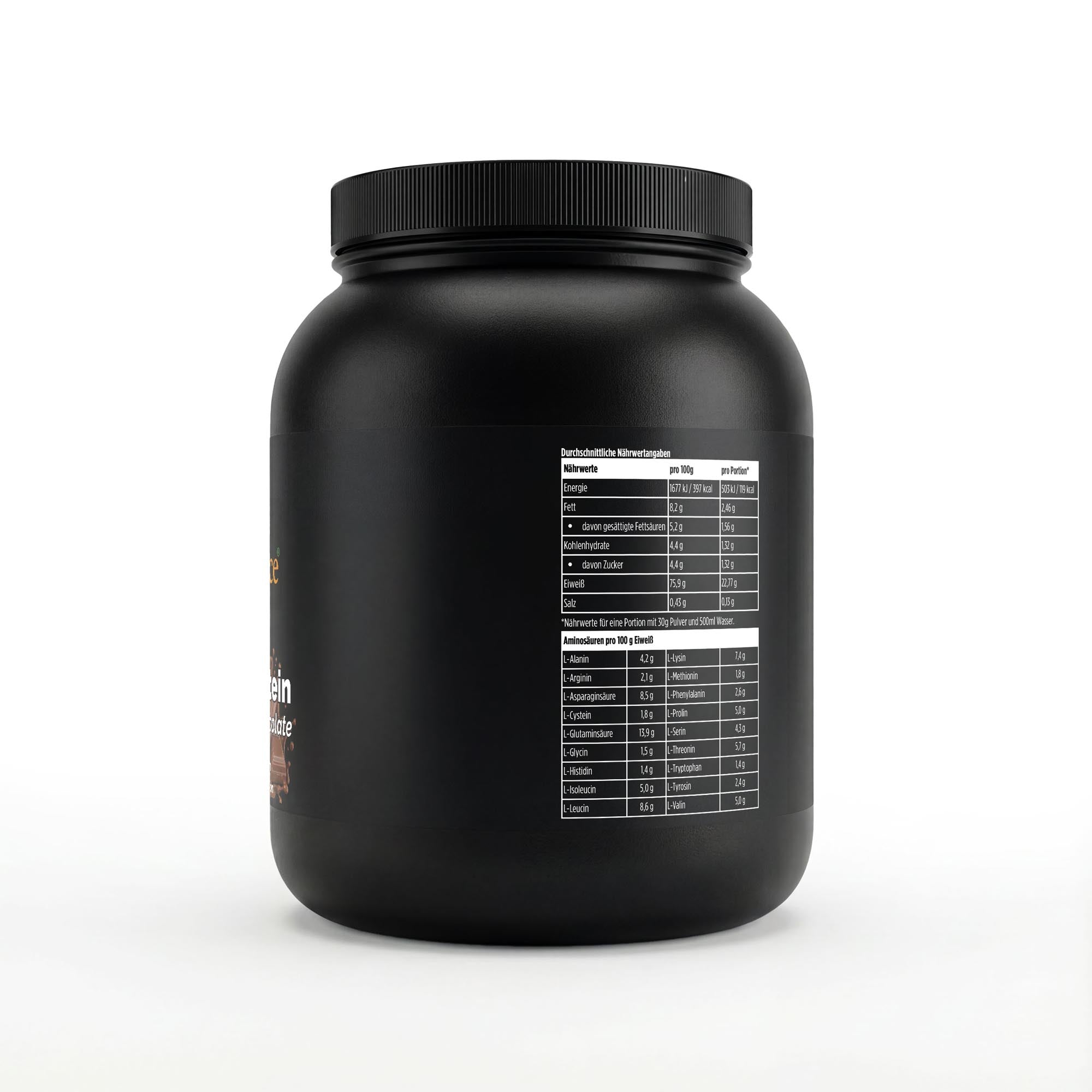 Whey Protein Schokolade Nährwerttabelle – 75-80% Proteingehalt, 22-24g Protein pro Portion
