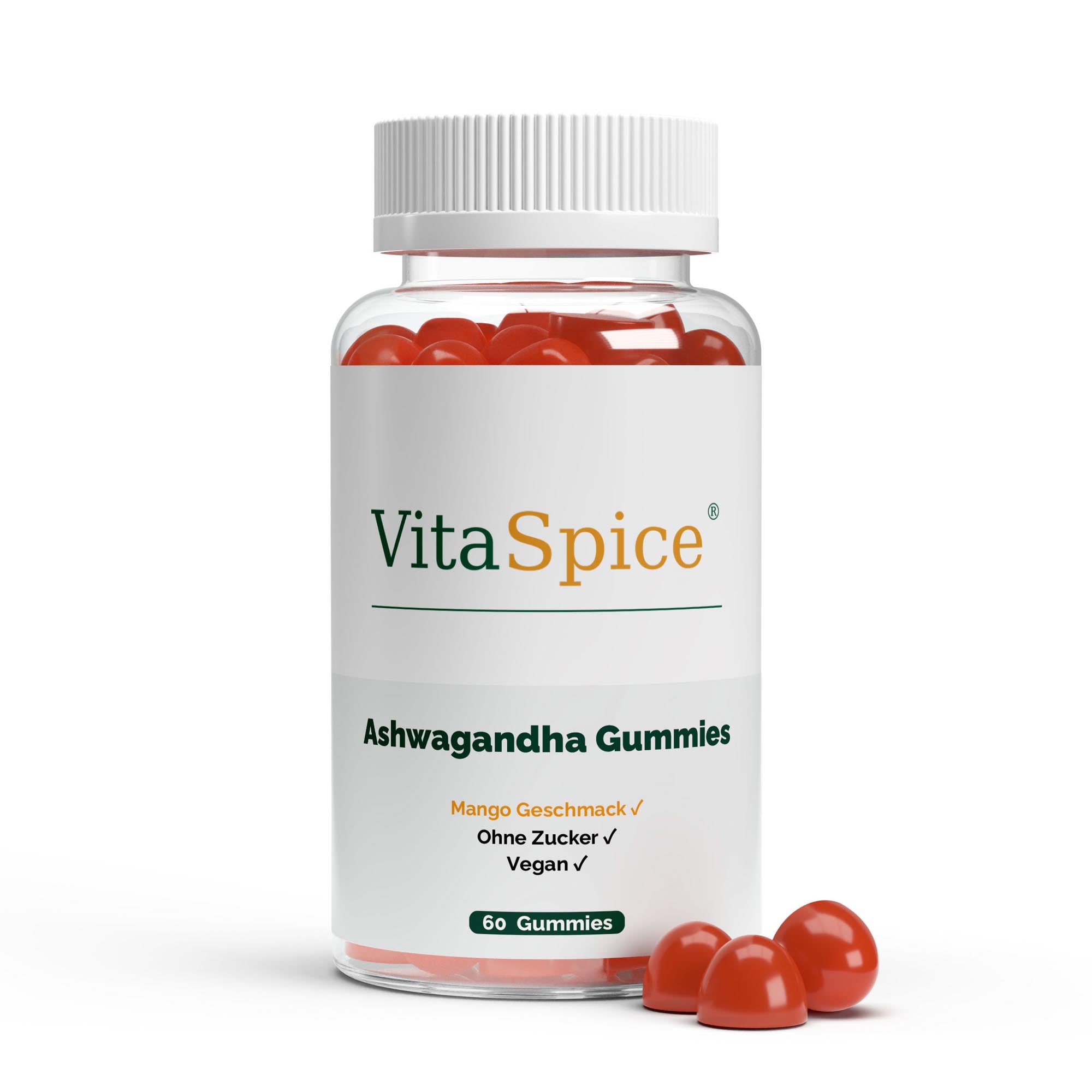 Ashwagandha + Vitamin B6 Gummies, Mango-Geschmack – zuckerfreie vegane Fruchtgummis für Entspannung und Schlaf