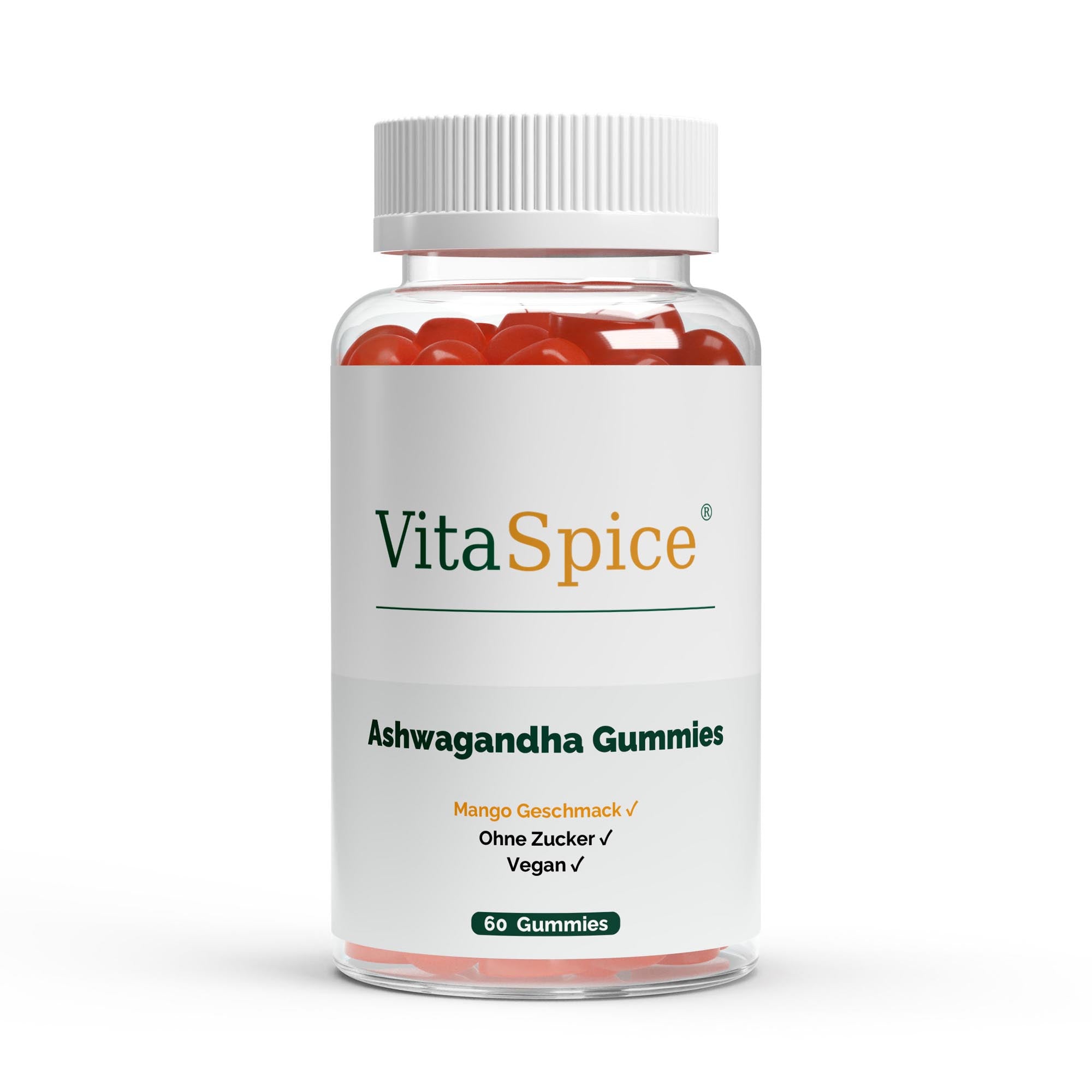 Ashwagandha + Vitamin B6 Gummies 60 Stück – vegane Fruchtgummis mit KSM-66 Ashwagandha-Extrakt, Verpackung Vorderseite