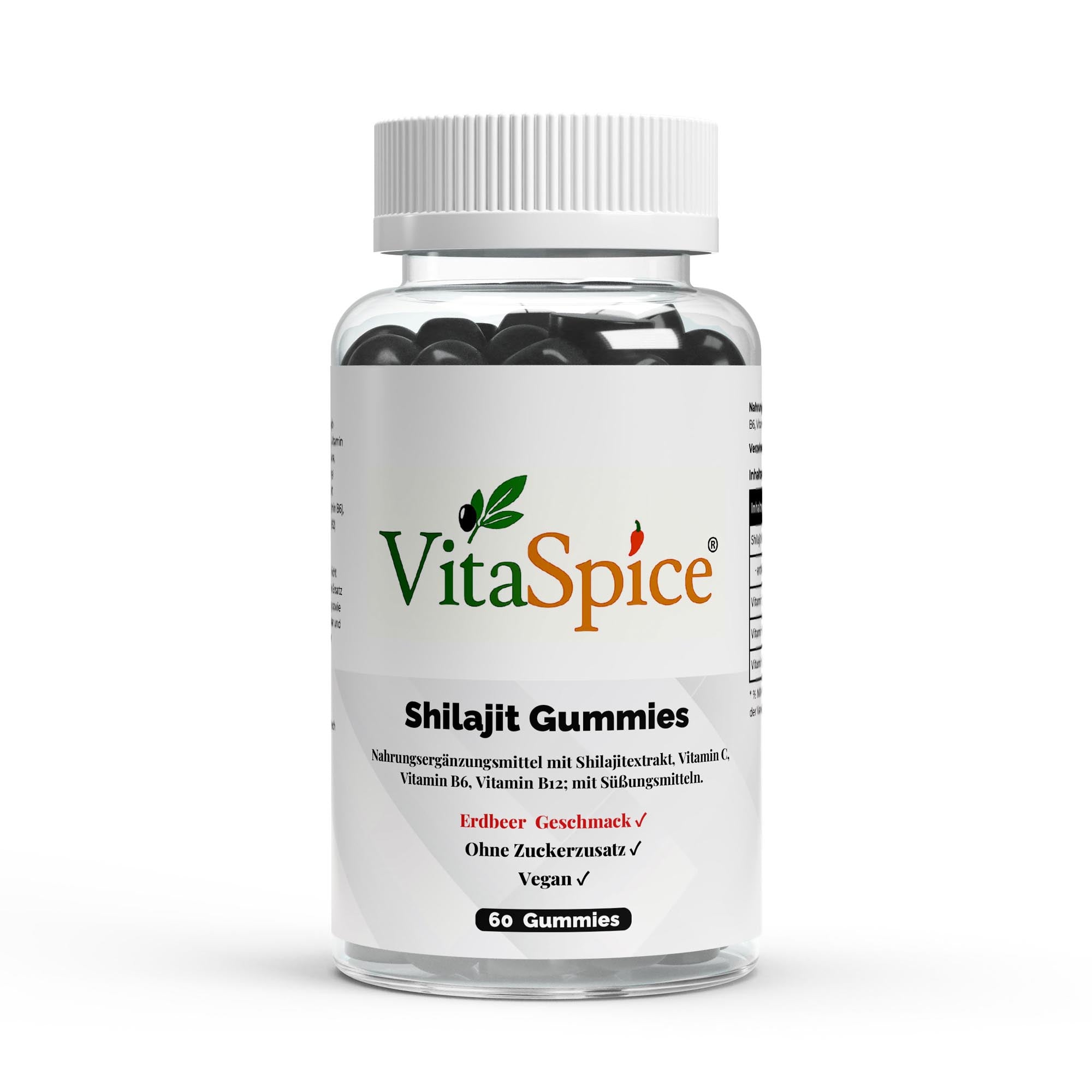 Premium Shilajit Vitamin C B6 Gummies Dose Vorderseite - Mit Vitamin C und B6 vegane Fruchtgummis