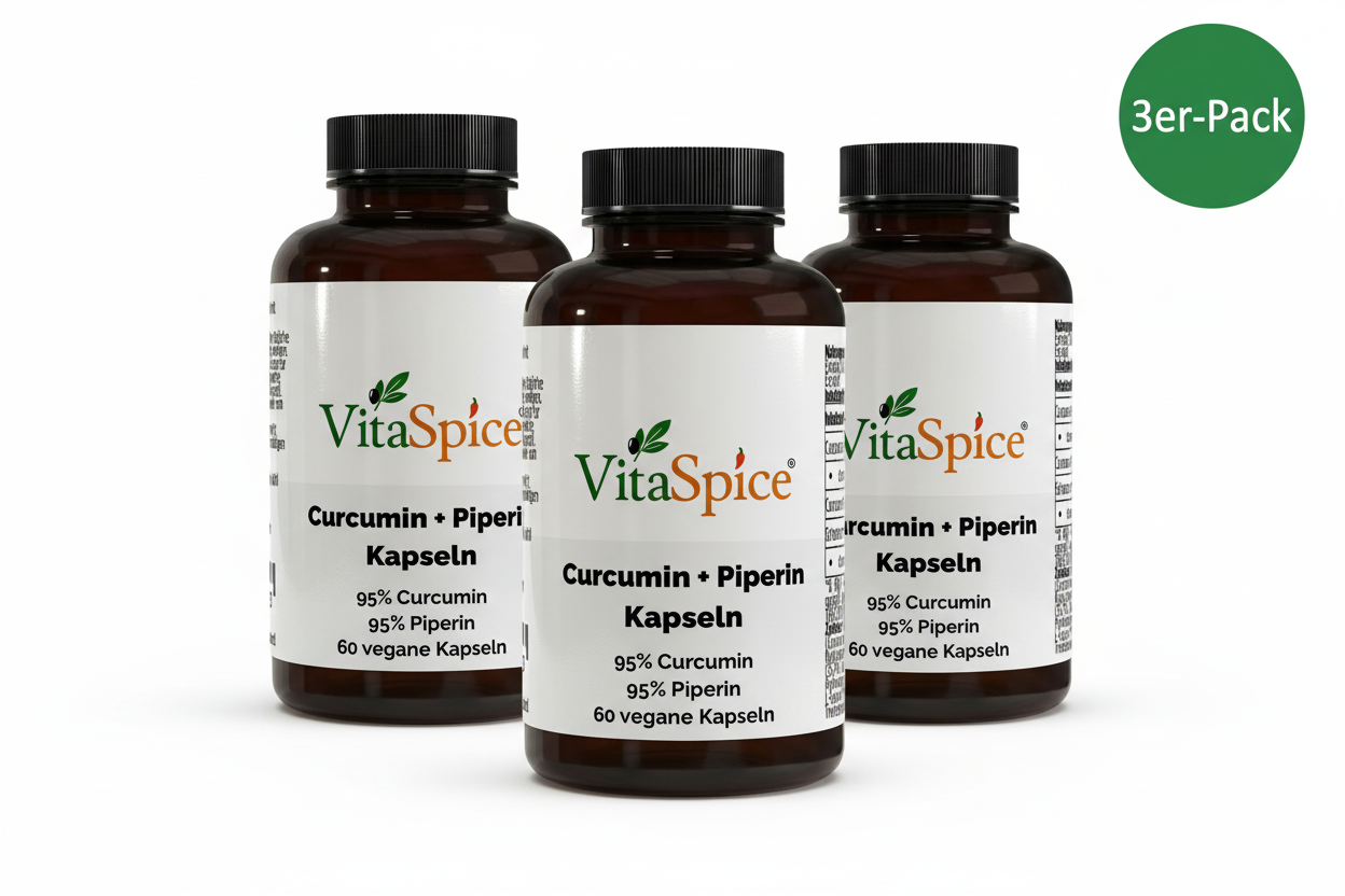 Curcuma 95% Curcumin + Piperin 3er-Pack Bundle - 3 Monate Vorrat mit 15% Mengenrabatt