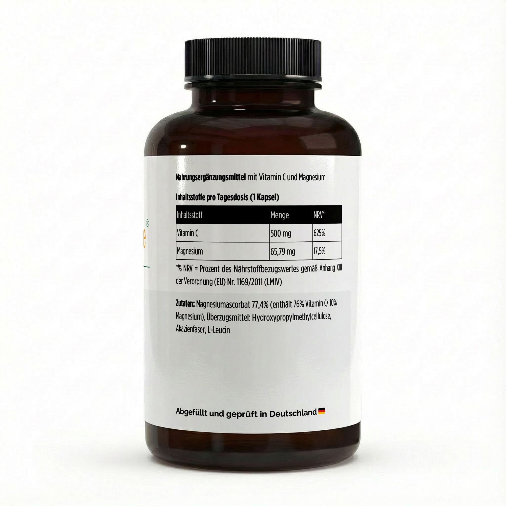 Gepuffertes Vitamin C 500mg + Magnesium – magenschonend für das Immunsystem, vegan – Ansicht 2/3