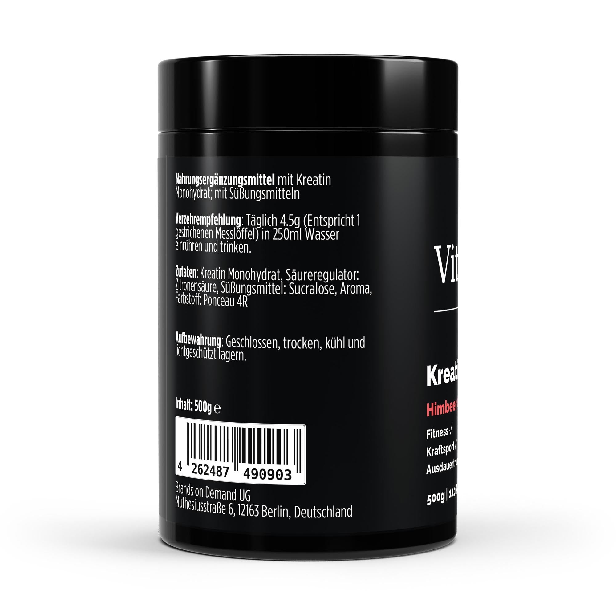 Kreatin Monohydrat Raspberry – reines Creatine Pulver für Kraft & Muskelaufbau – Ansicht 3/3