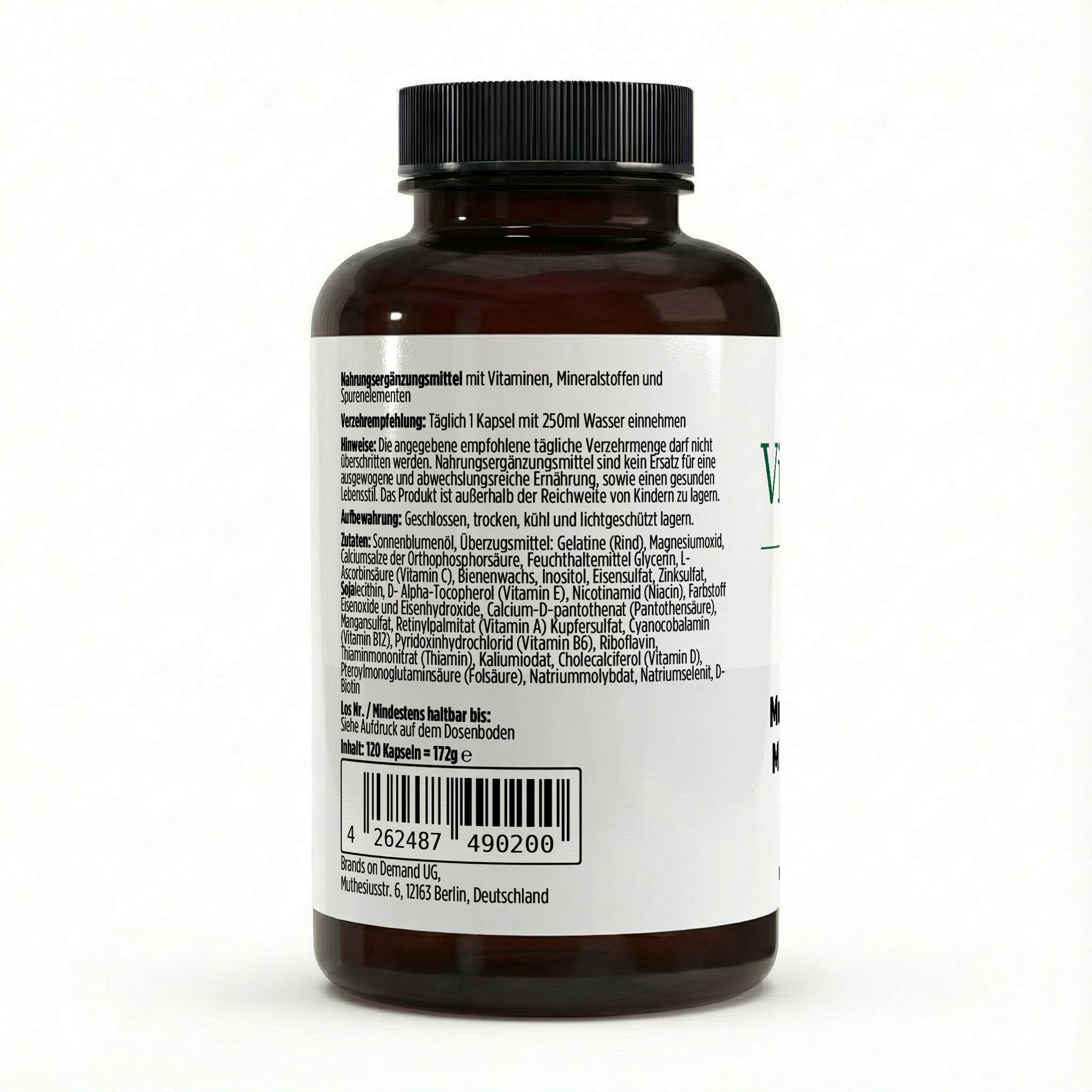 Multi Vitamin und Mineral Komplex – vollständige Tagesversorgung mit Vitaminen & Mineralstoffen – Ansicht 3/3