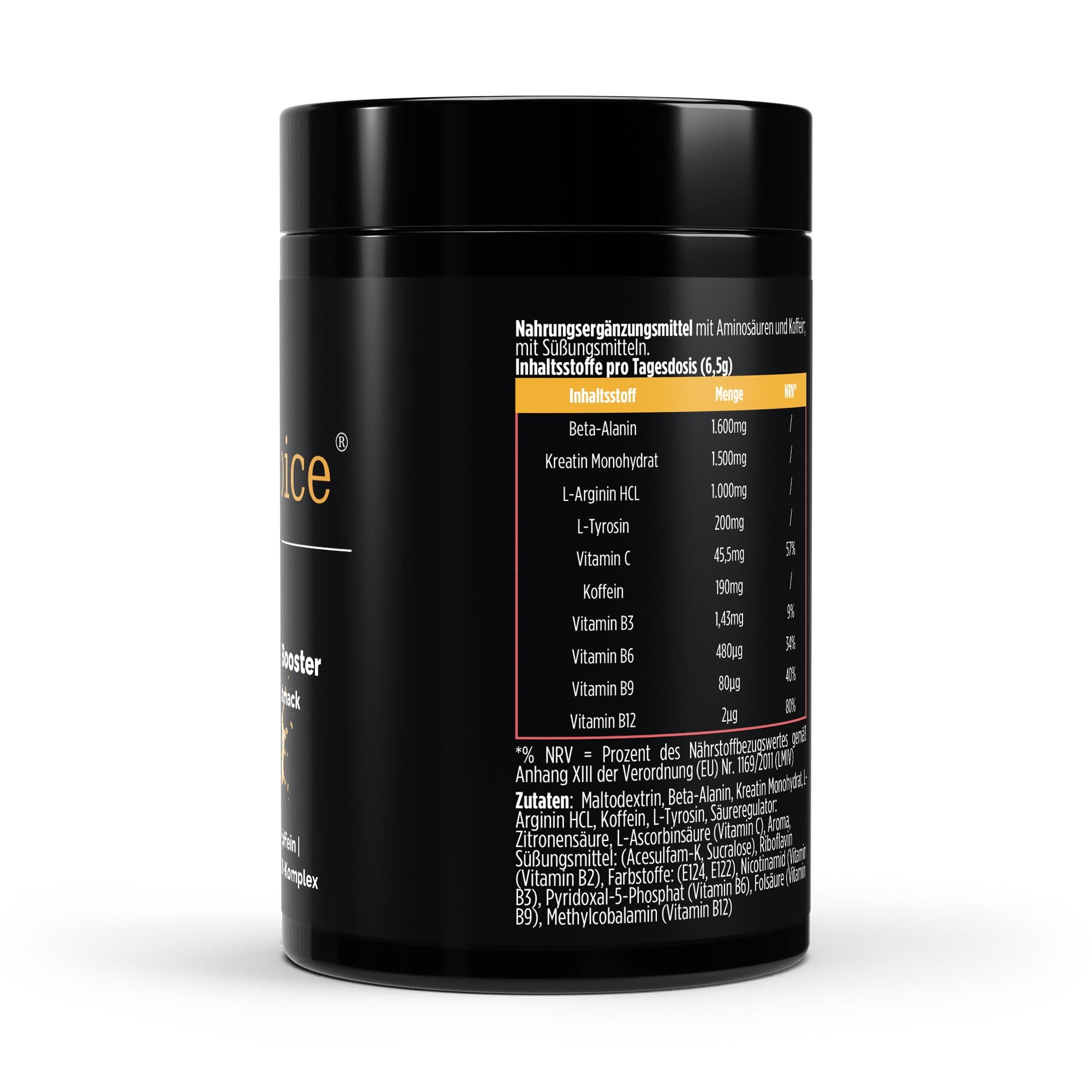 Pre-Workout Booster Orange – mit Beta-Alanin & Koffein für Energie & Pump – Ansicht 3/3