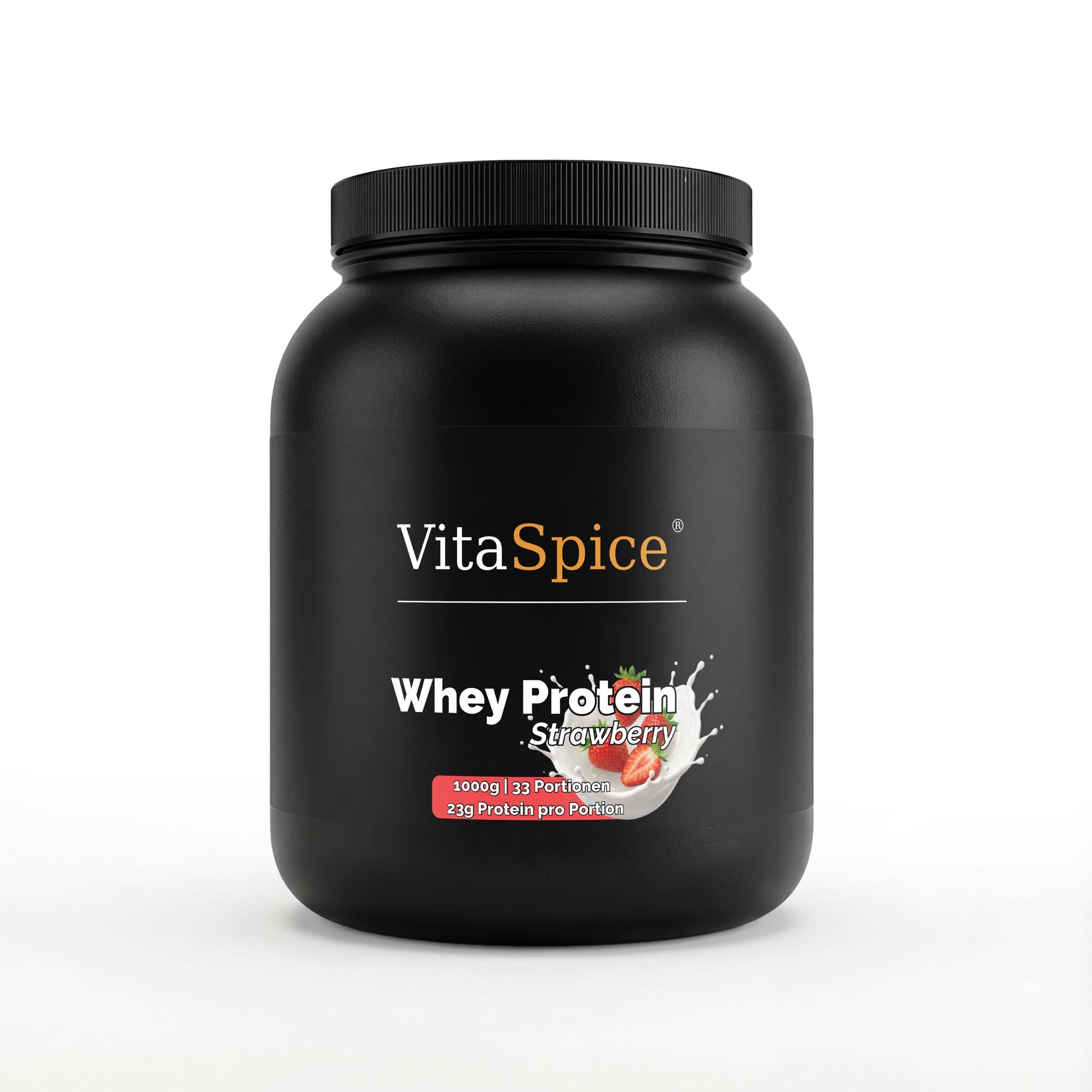Premium Whey Protein Erdbeere – Molkenprotein für Muskelaufbau, 1000g – Ansicht 1/3