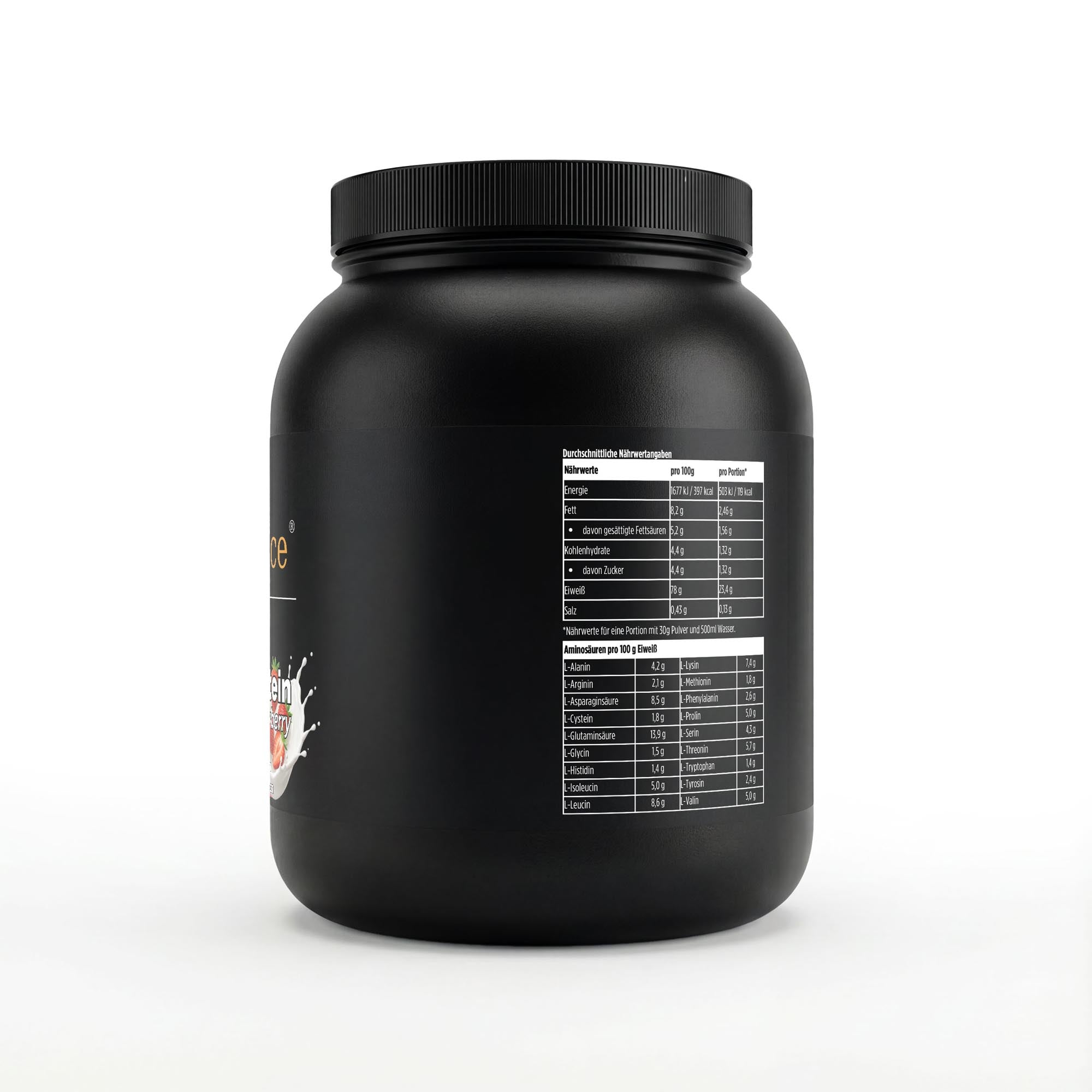 Premium Whey Protein Erdbeere – Molkenprotein für Muskelaufbau, 1000g – Ansicht 2/3