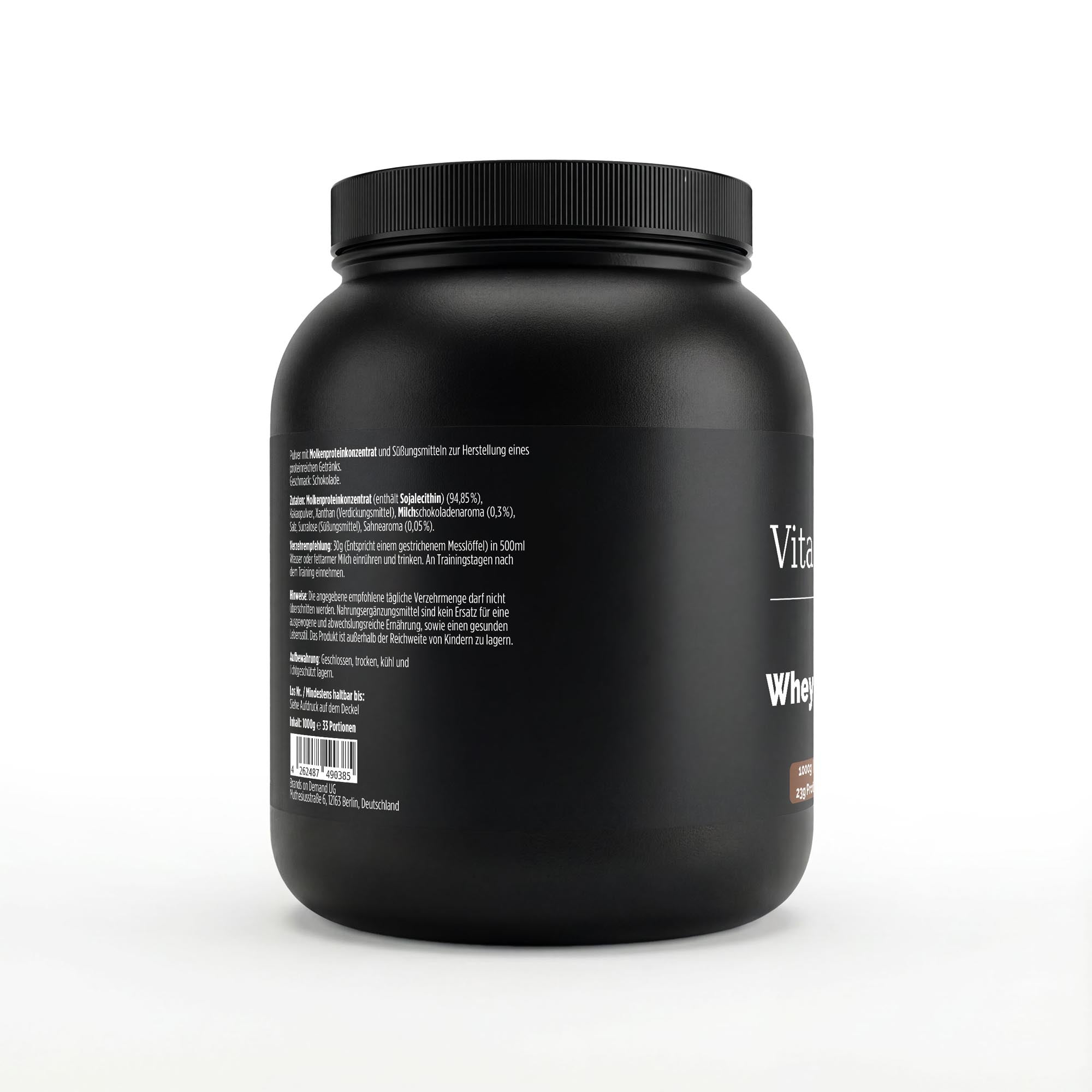 Premium Whey Protein Schokolade – Molkenprotein für Muskelaufbau, 1000g – Ansicht 3/3